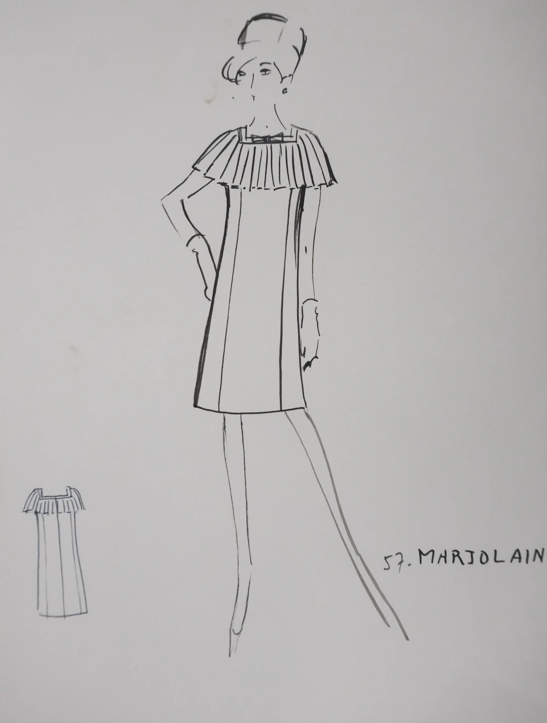 Jacques HEIM : Robe Marjolaine, Dessin original signé