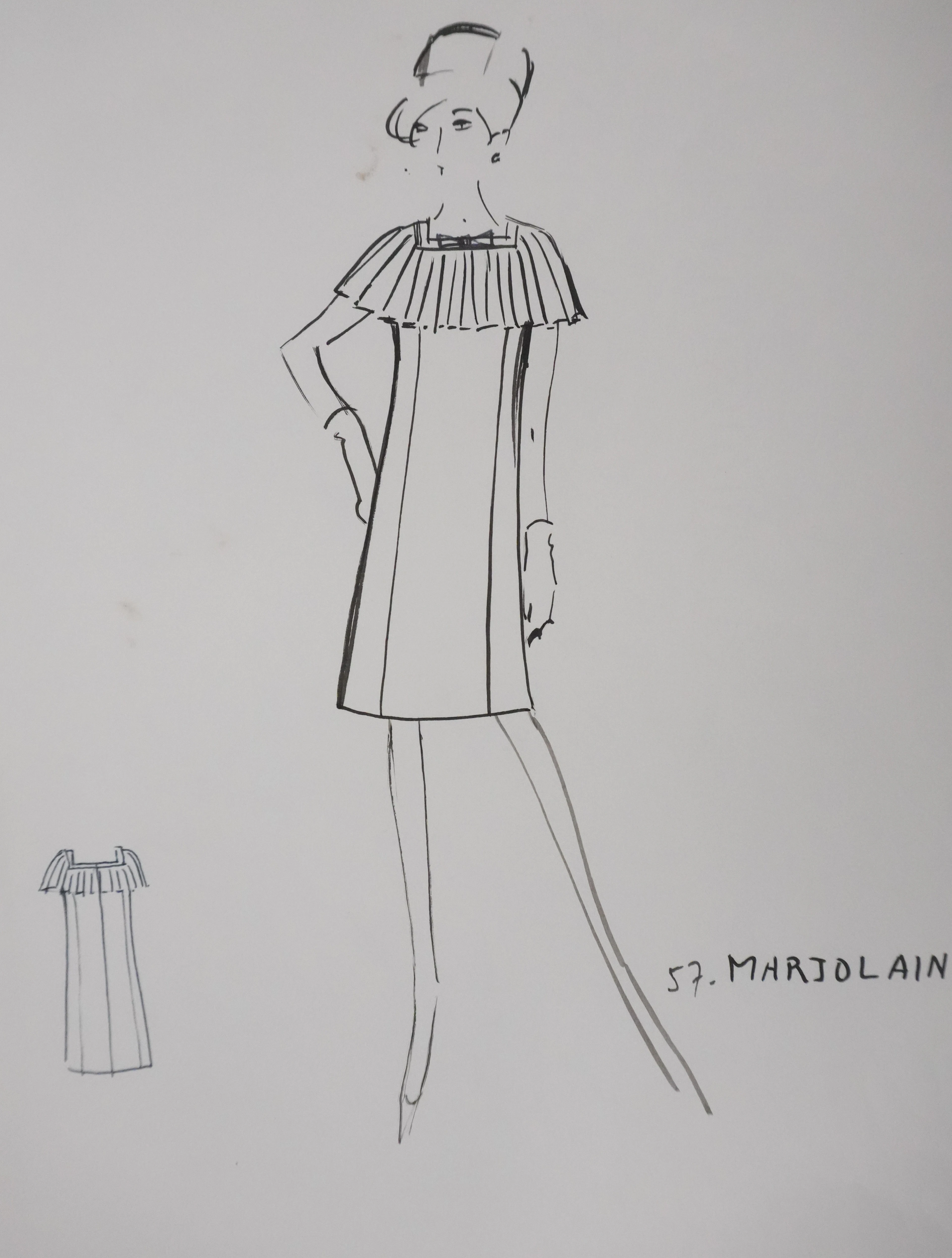 Jacques HEIM : Robe Marjolaine, Dessin original signé