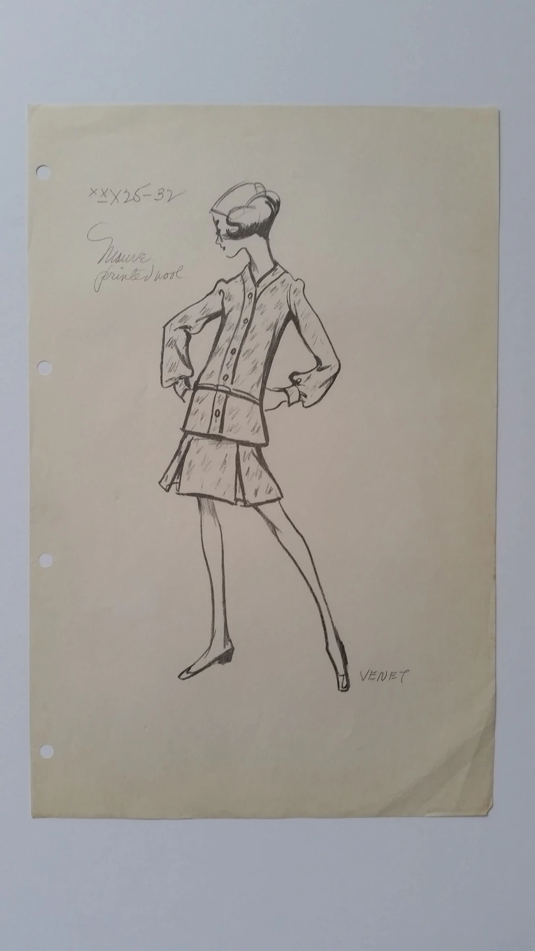 Philippe Venet - Croquis tailleur jupe