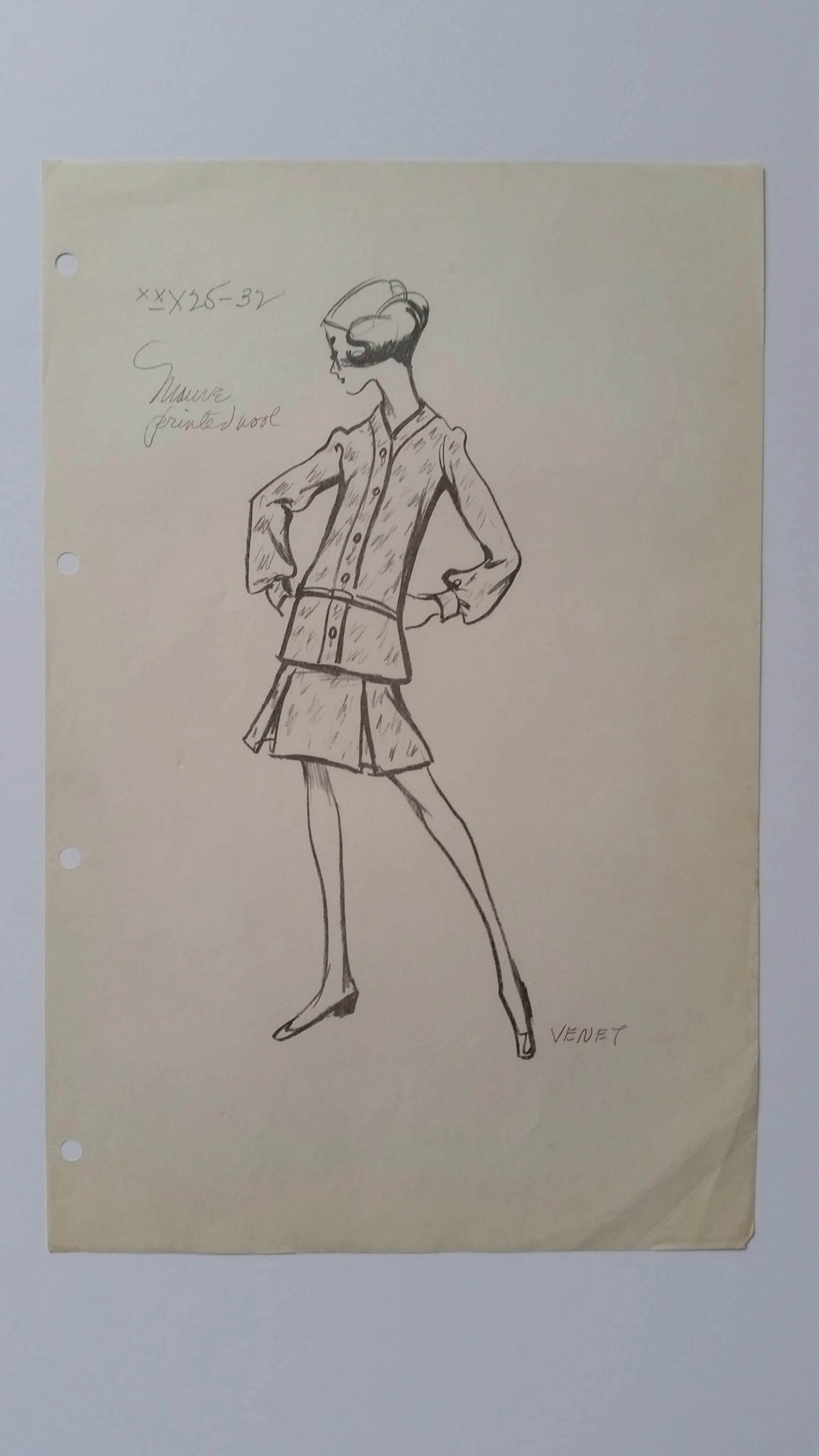 Philippe Venet - Croquis tailleur jupe