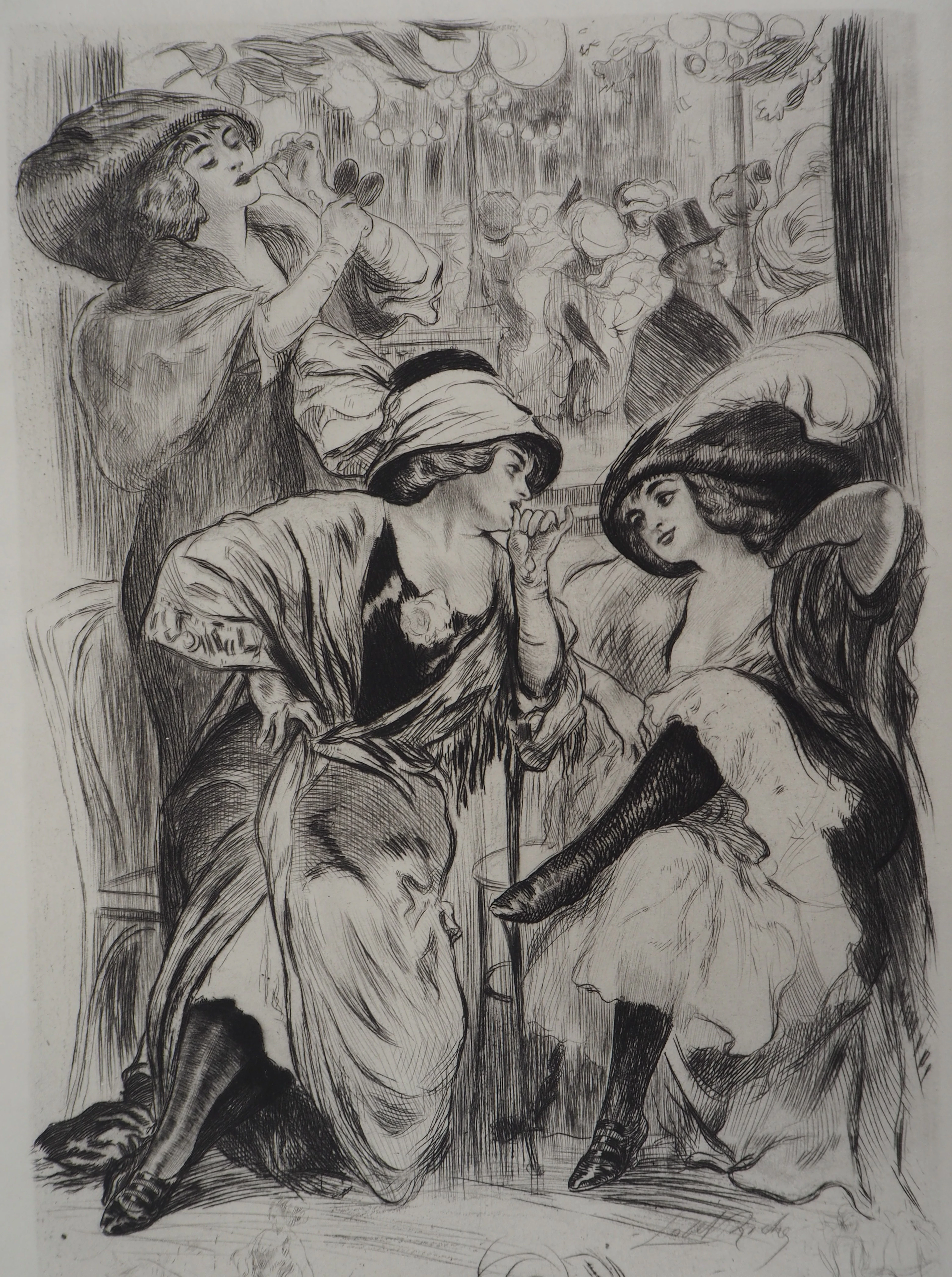 Alméry LOBEL-RICHE : Au cabaret - Gravure Originale Signée