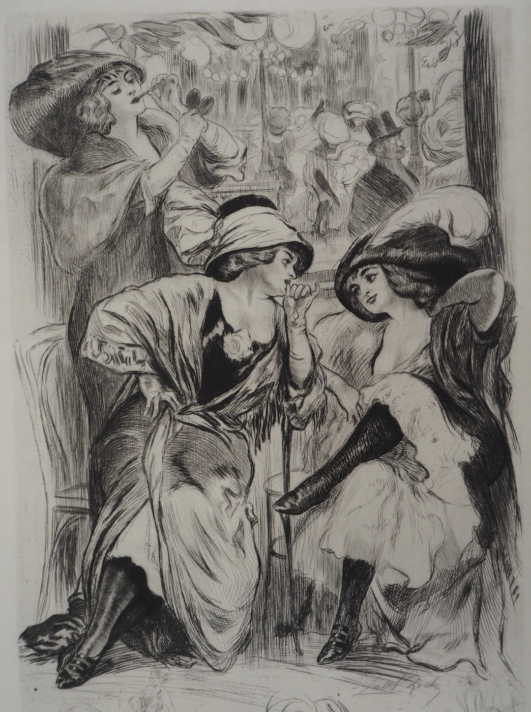 Alméry LOBEL-RICHE : Au cabaret - Gravure Originale Signée