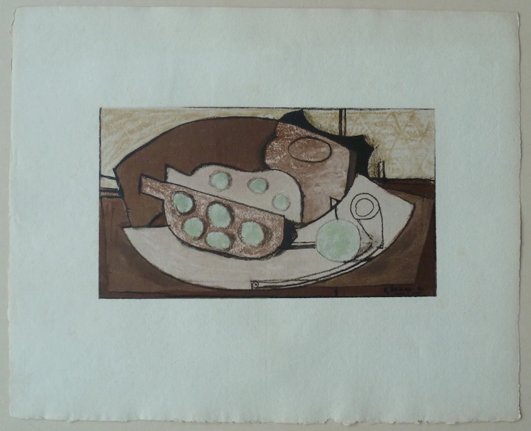 Georges BRAQUE : Grenade et pipe - Lithographie originale signée