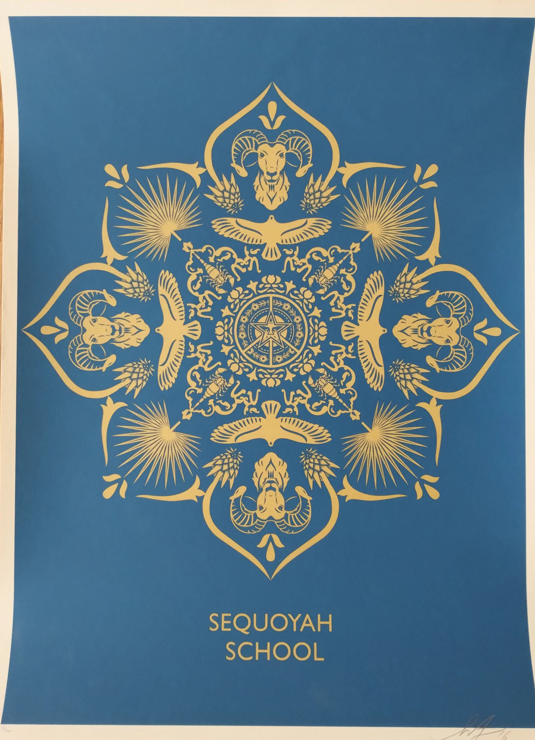 Shepard FAIREY (Obey) - sequoyah school mandala - Sérigraphie signée au crayon