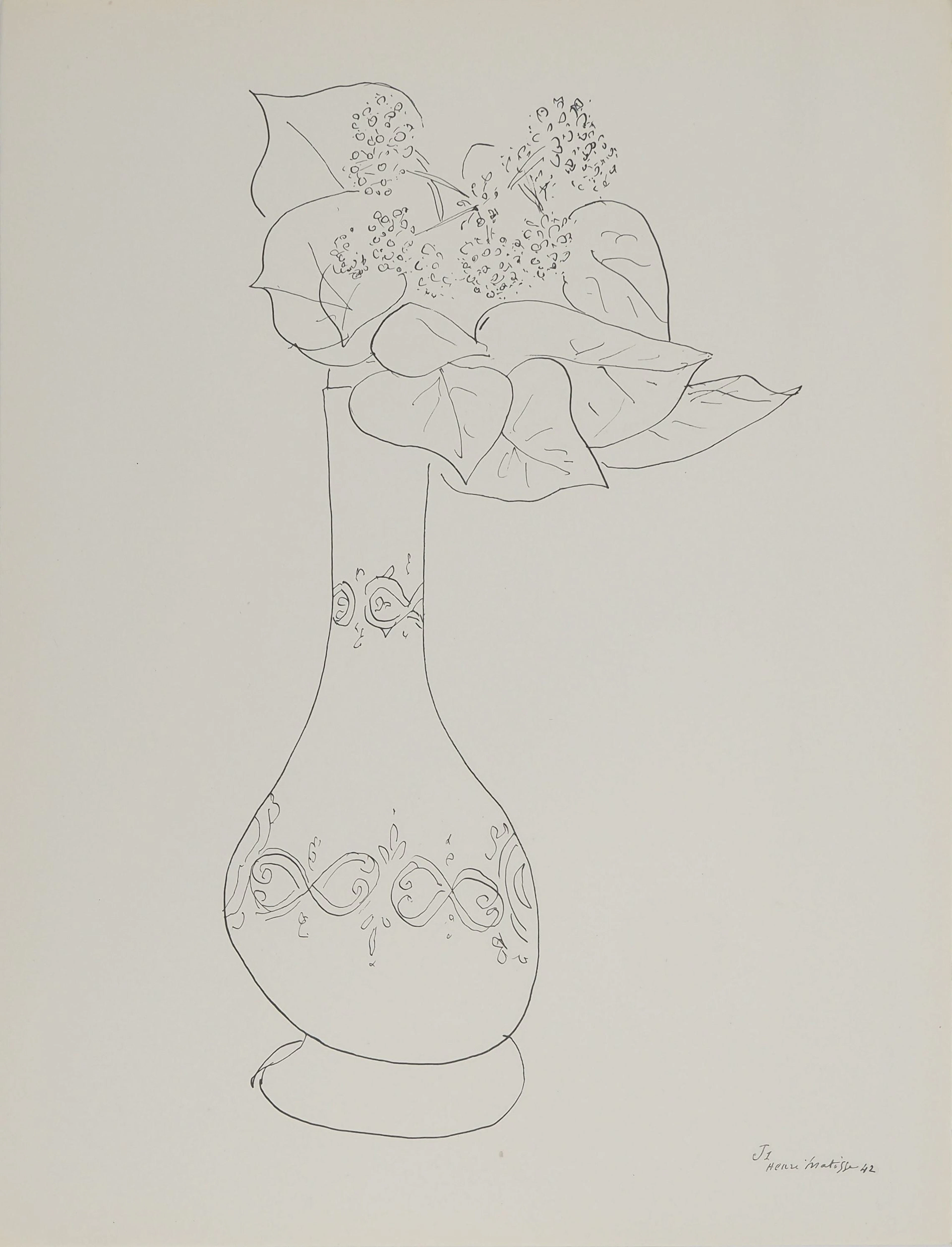 Henri MATISSE : Bouquet de gui en fleurs, Lithographie signée