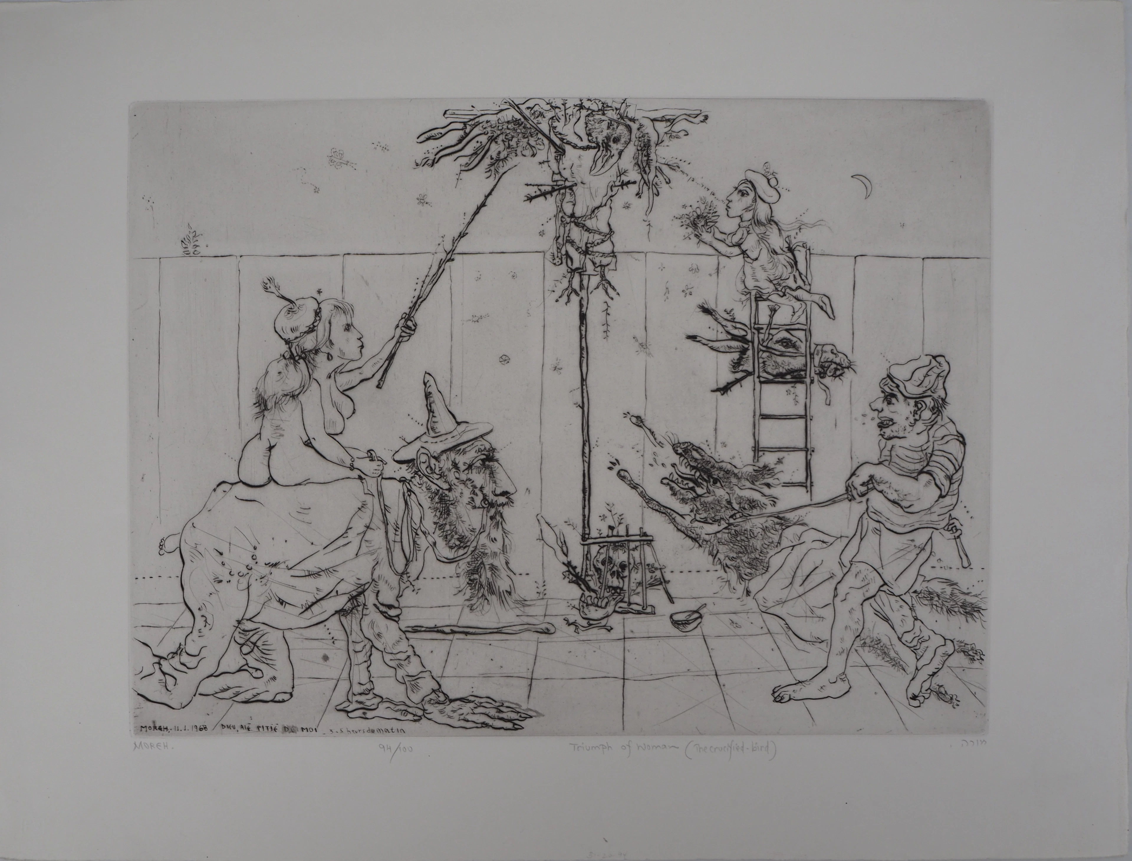 Mordecaï MOREH : Triomphe de la femme - Gravure originale signée