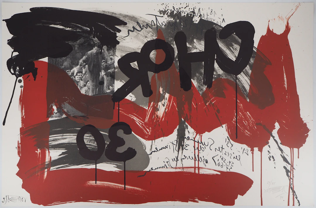 Wolf VOSTELL - Le cri : La foule - Lithographie originale signée, 1990