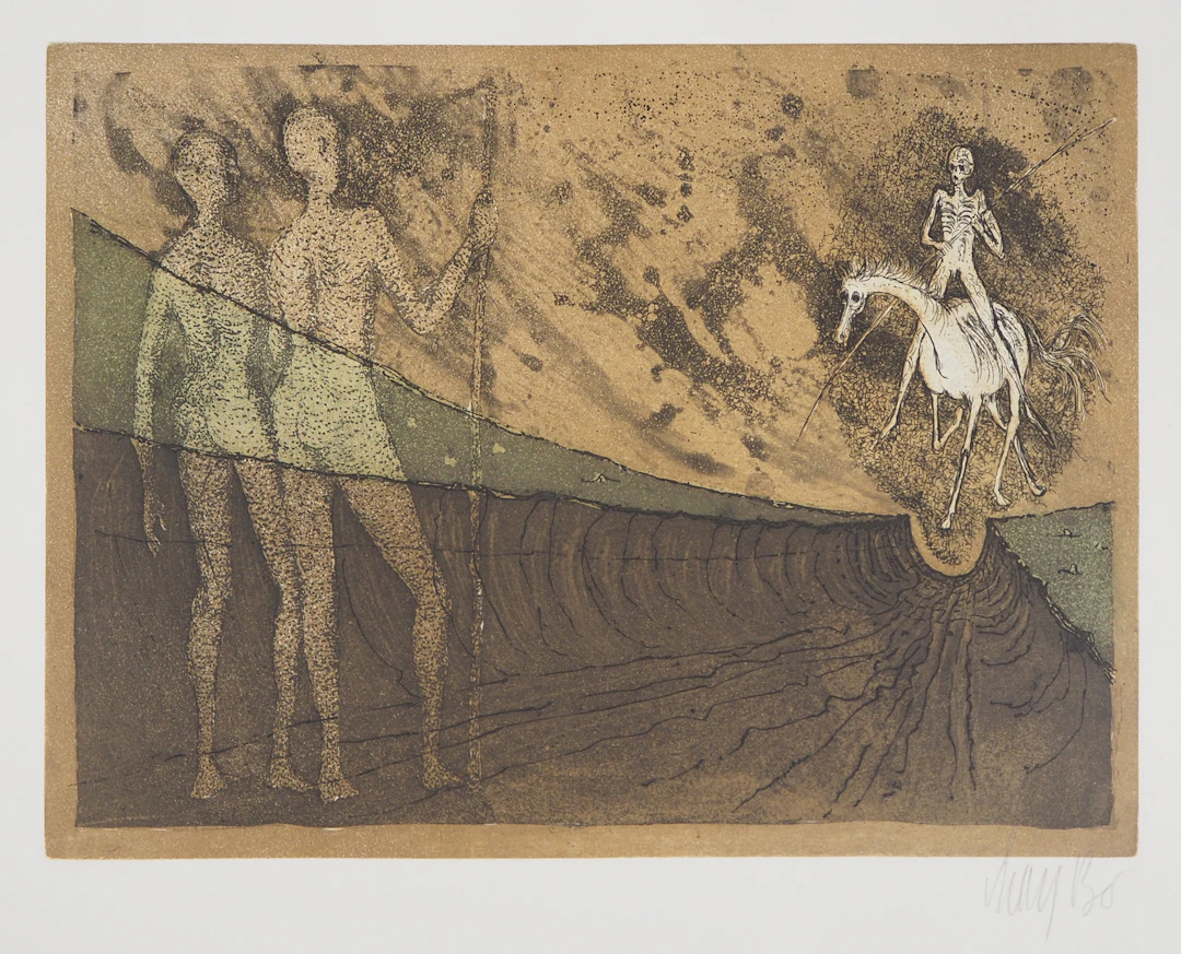 Lars BO : L’Arrivée du cavalier, 1975 - Gravure originale signée au crayon