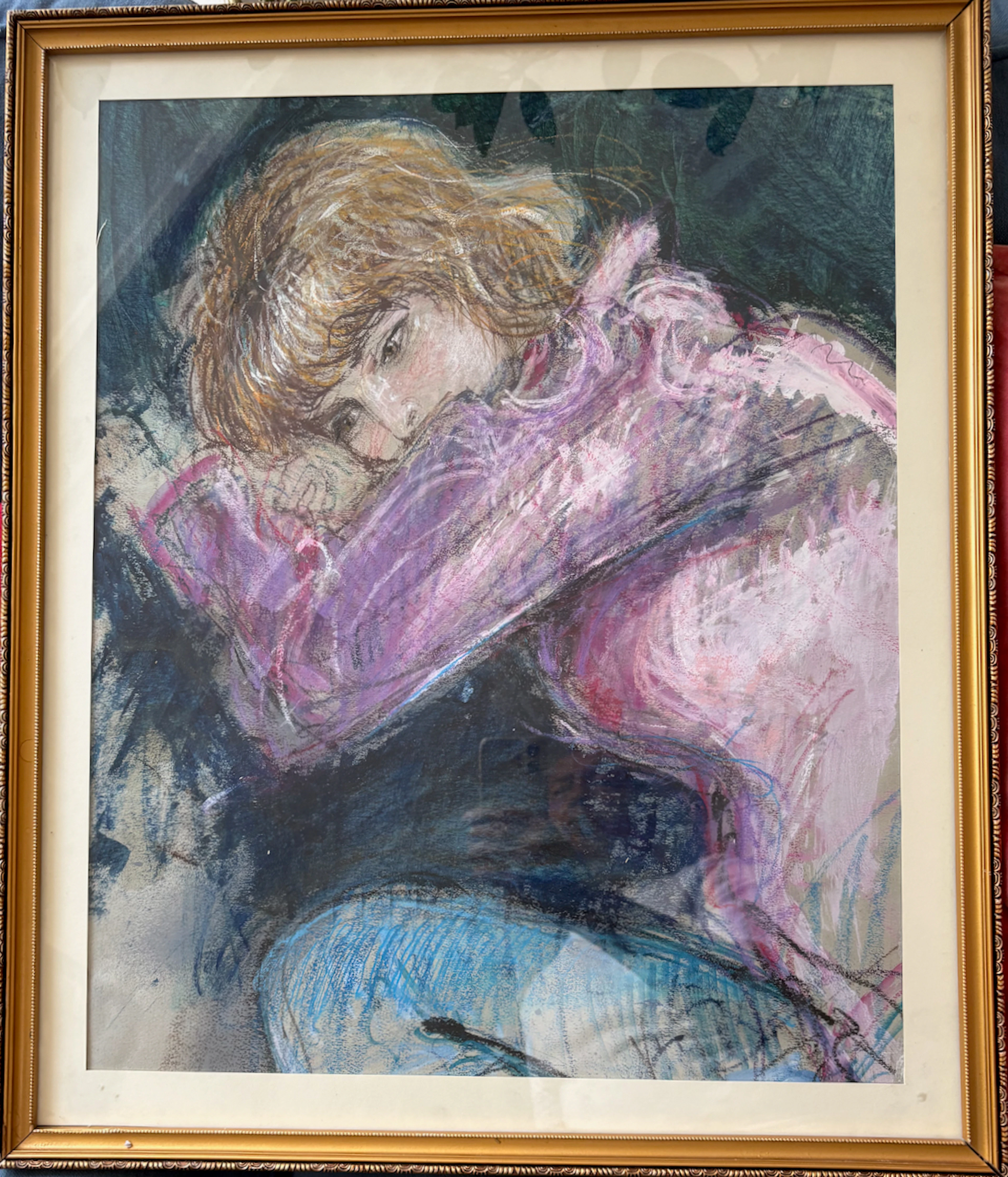 Jacques Pecnard, Elle songe , Technique mixte Pastel Crayon et Aquarelle