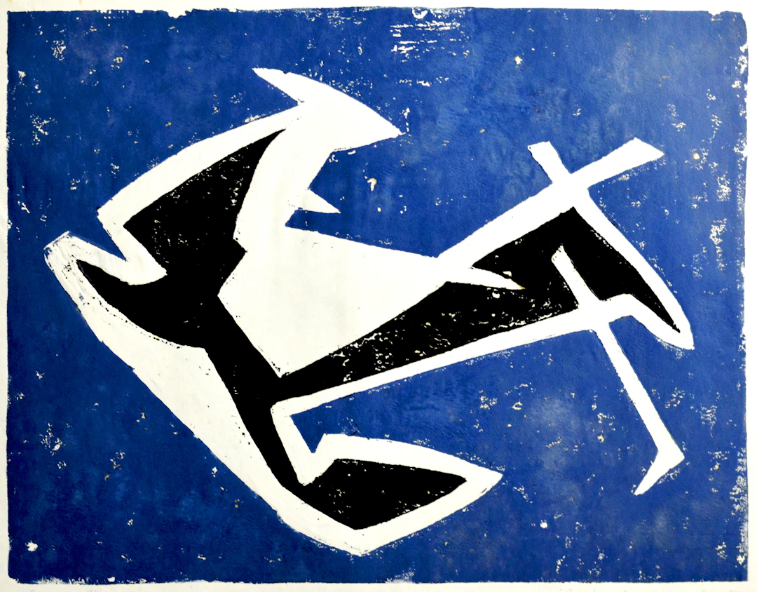Jean-Boris Anastassiévitch, Le cimetière marin, linogravure, 1954