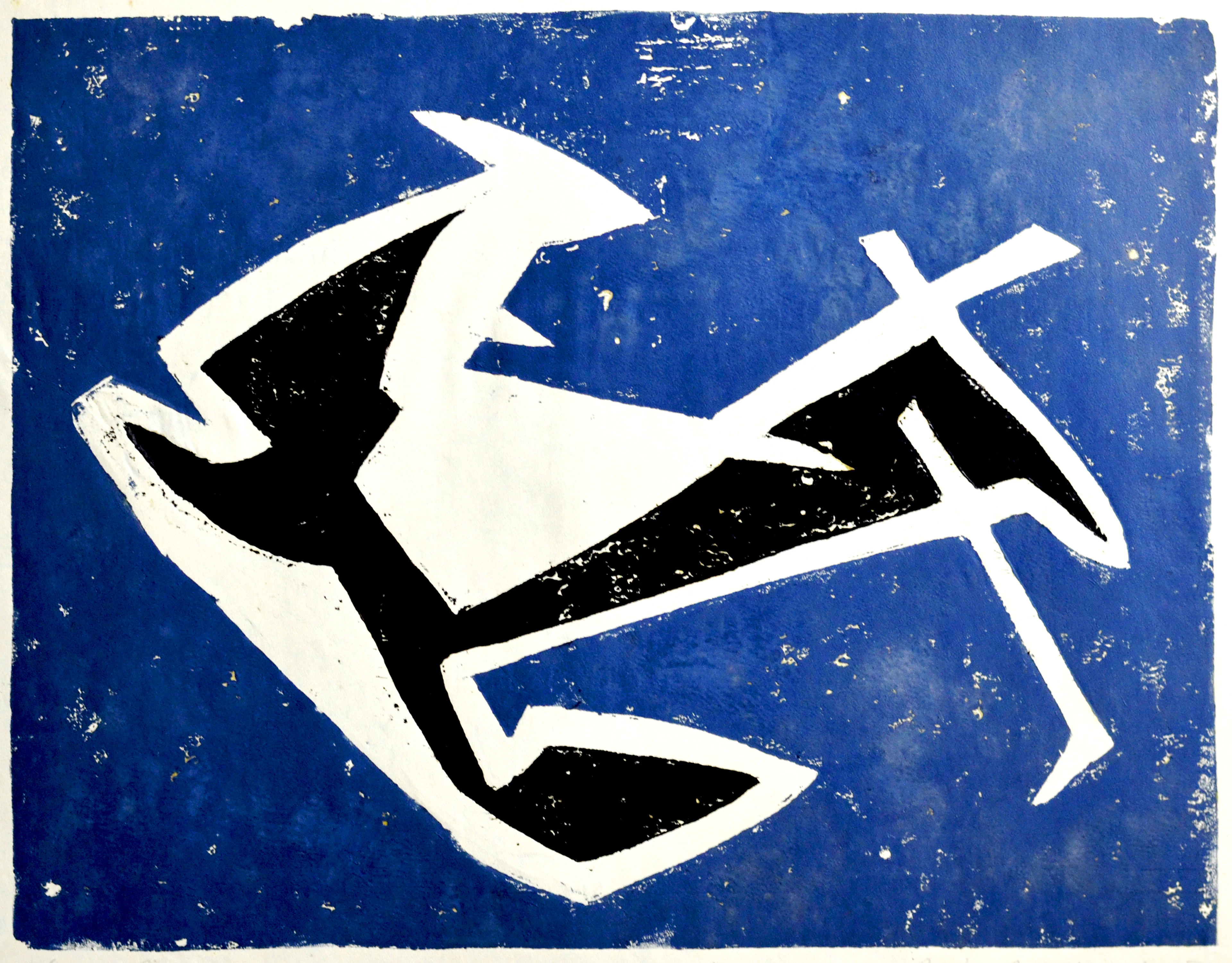 Jean-Boris Anastassiévitch, Le cimetière marin, linogravure, 1954