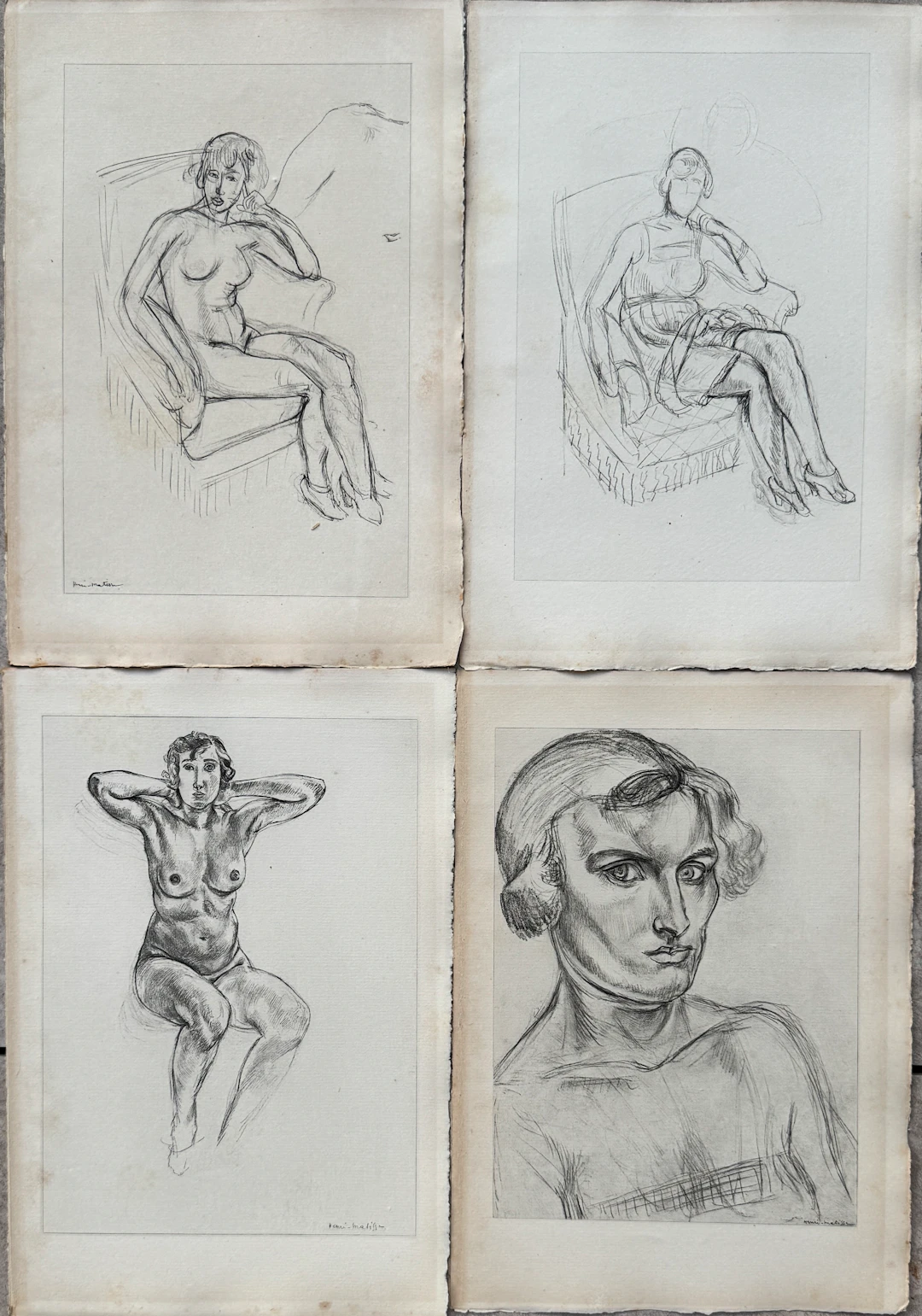 Henri Matisse - Portraits de femmes, 1920 - 4 lithographies signée planche