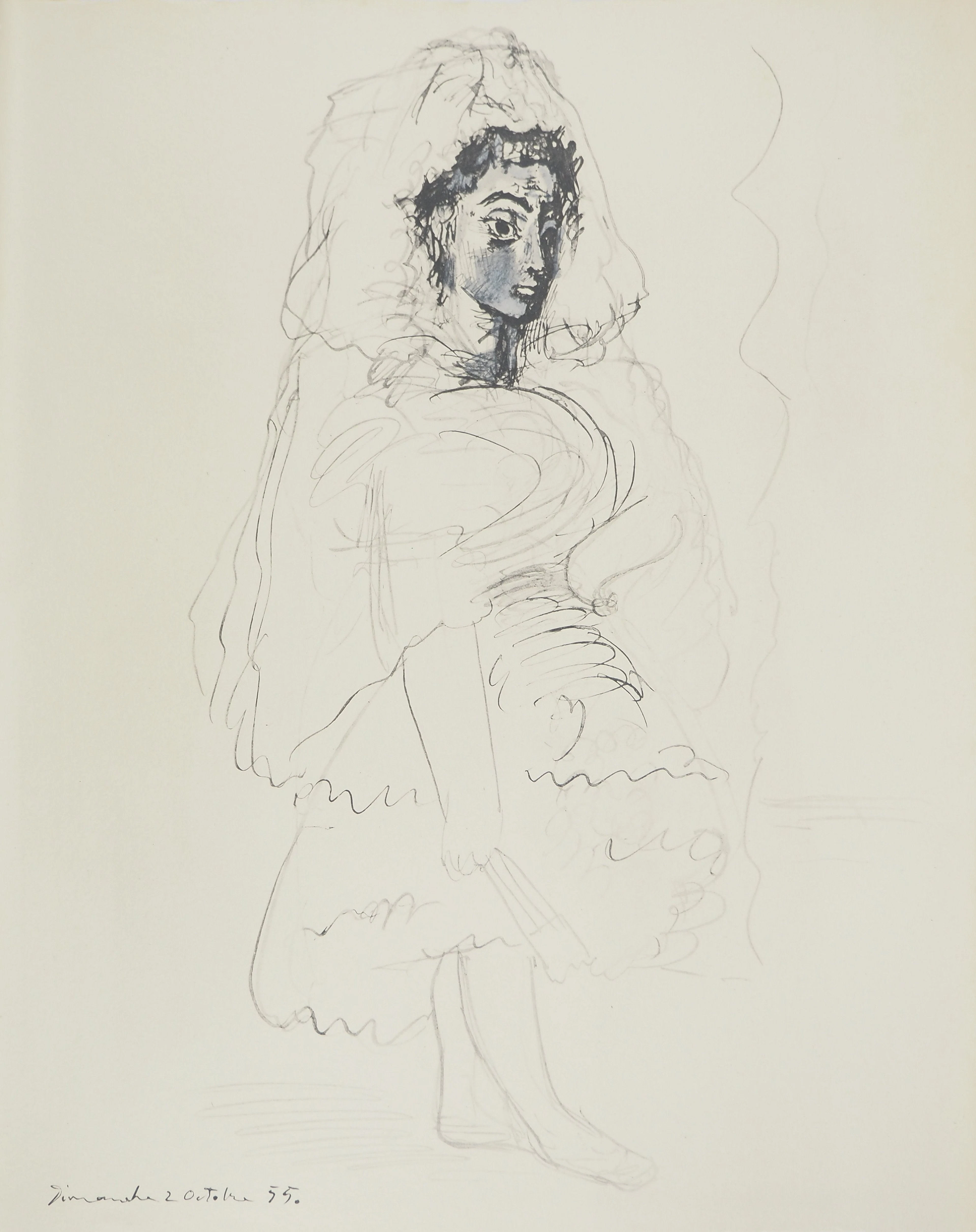 Pablo PICASSO : Portrait de Jacqueline, Lithographie et pochoir