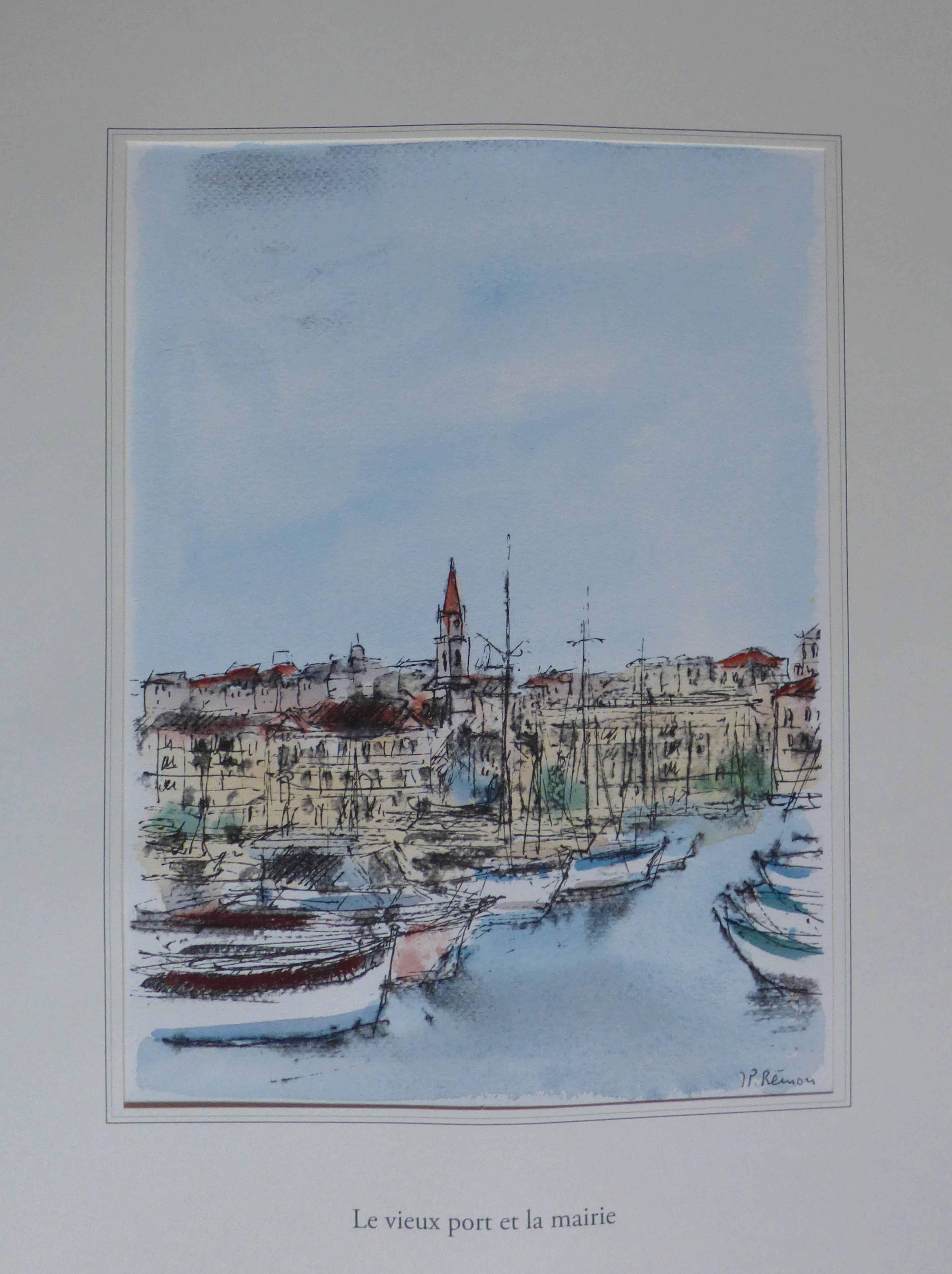 Jean Pierre REMON - Le vieux port et la mairie, 2010 - Aquarelle signée