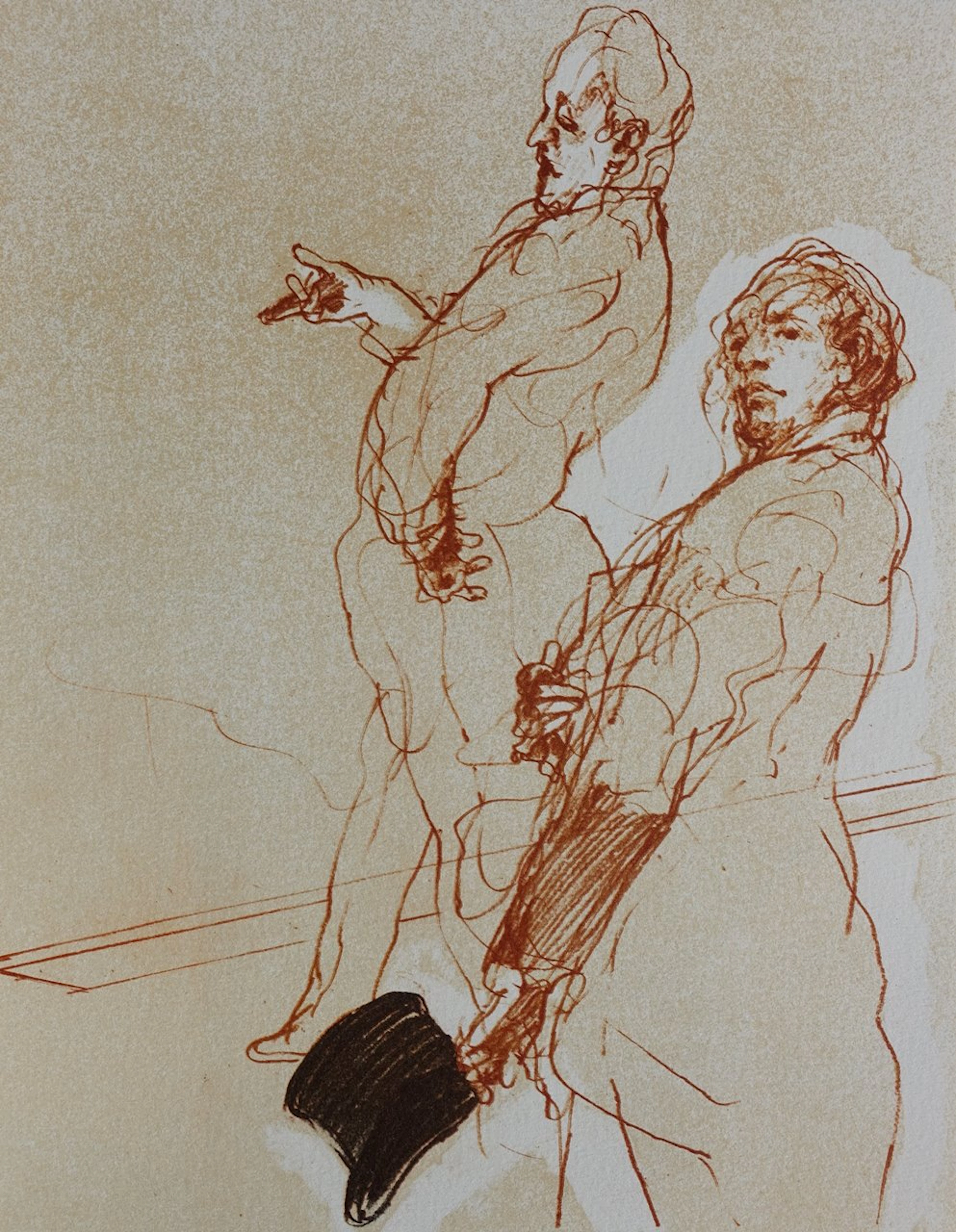 Claude WEISBUCH : Les deux bourgeois, 1984 - Lithographie originale