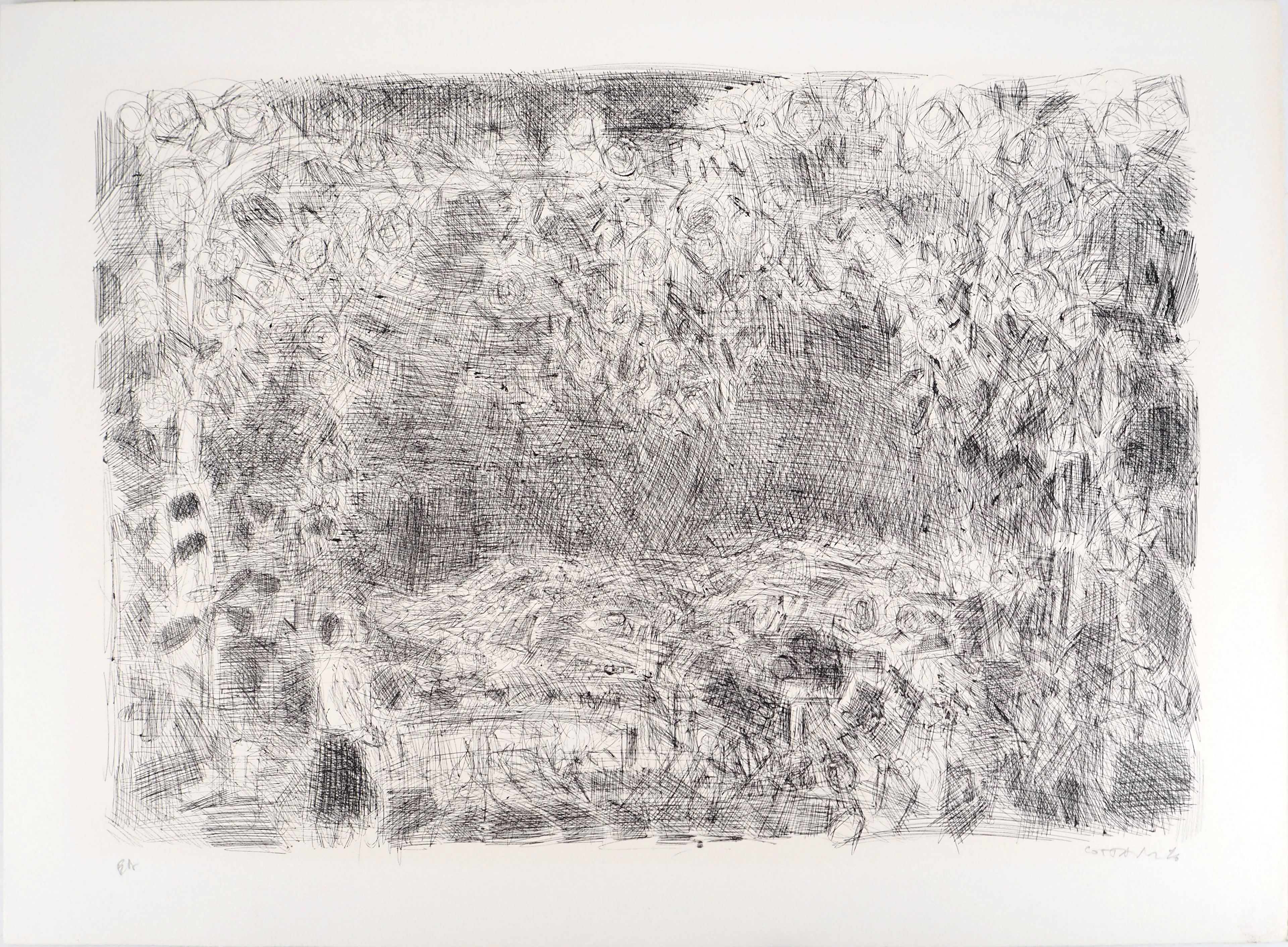 André COTTAVOZ - Foule en liesse, vers 1976 - Lithographie originale, signée