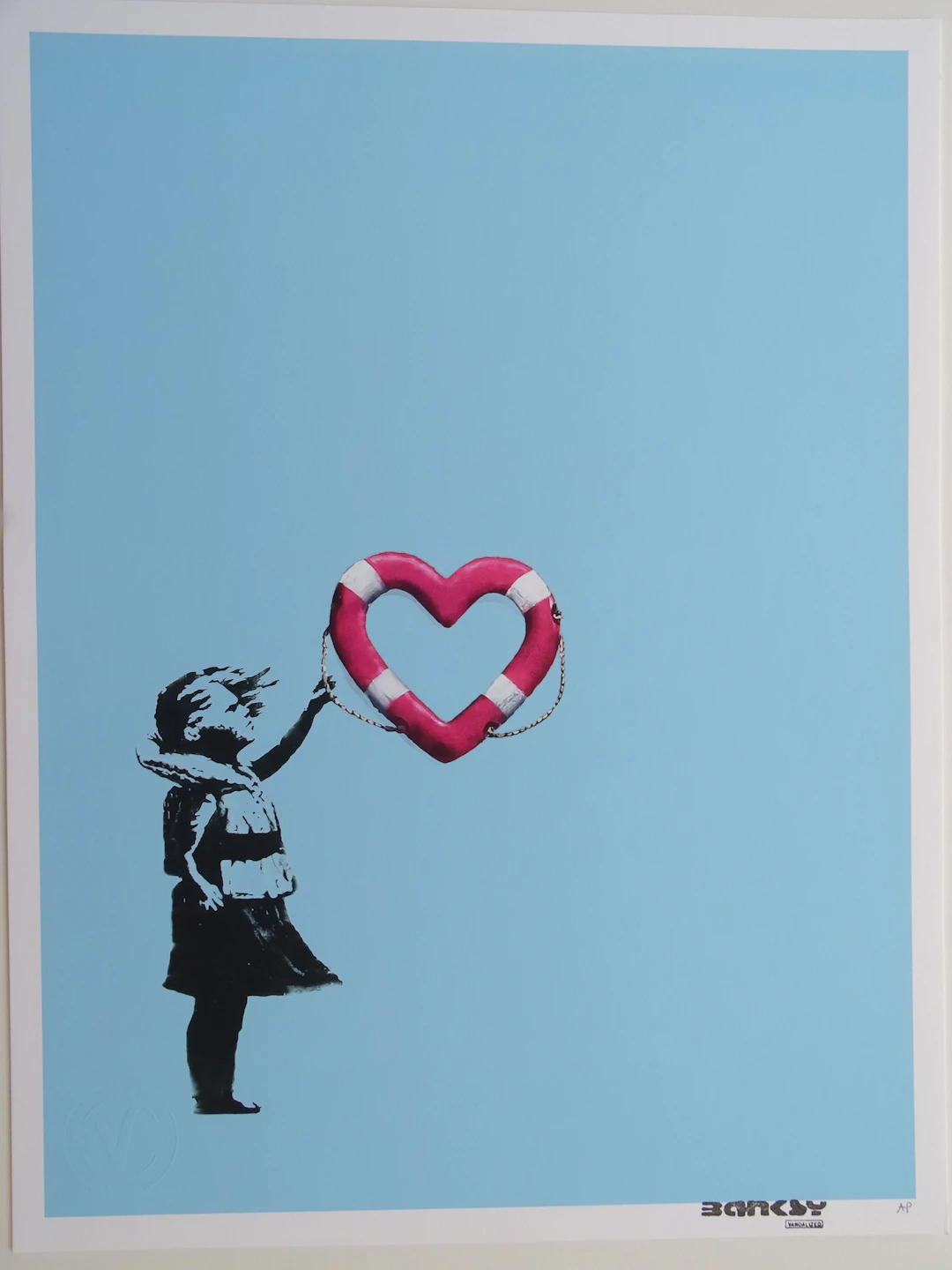 Banksy x Post Modern Vandal - Girl With Heart Shaped Float , (blue)