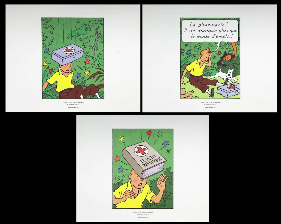 HERGE : Les cigares du Pharaon, 2011, 3 lithographies Ex Libris