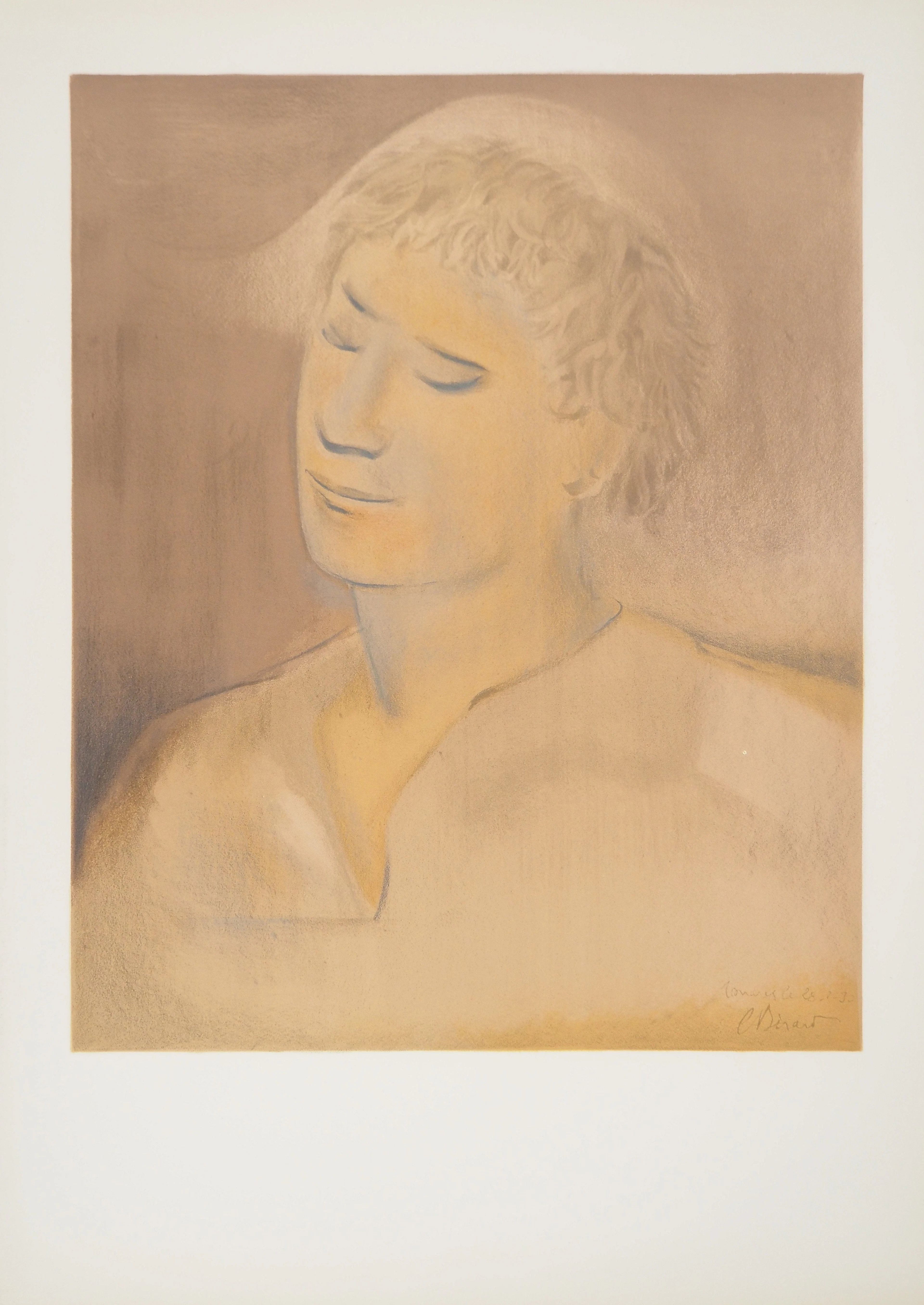 Christian BERARD : Portrait de jeune homme, Lithographie signée