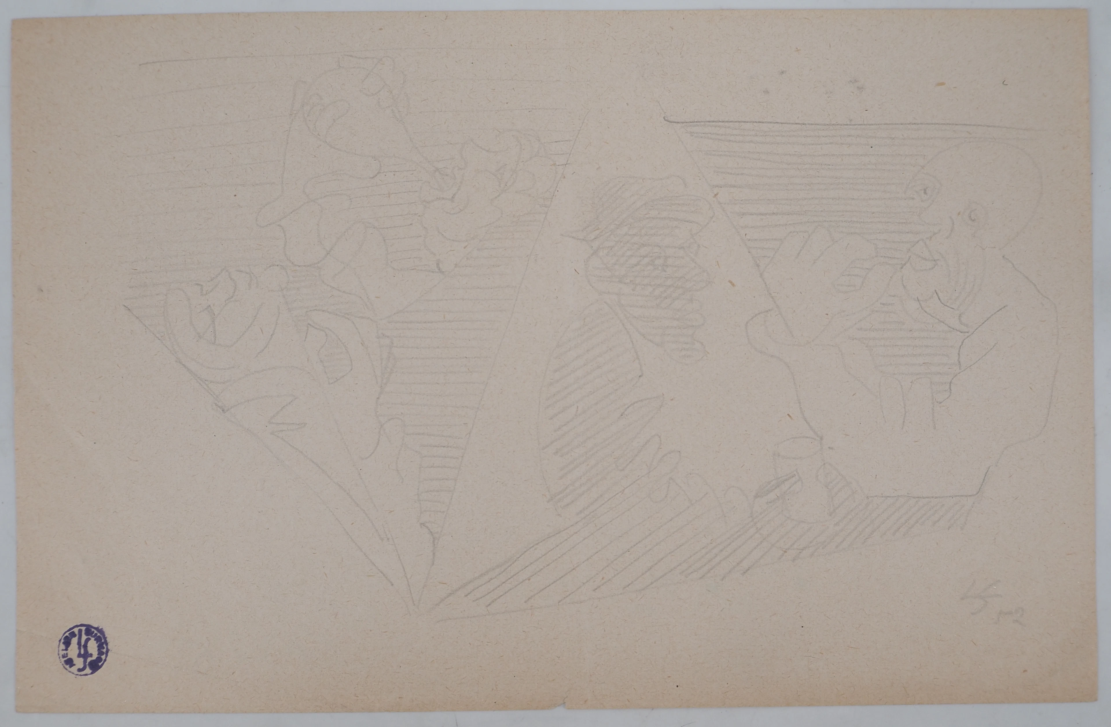 Léopold SURVAGE - A la taverne, 1952 - Dessin original, Signé