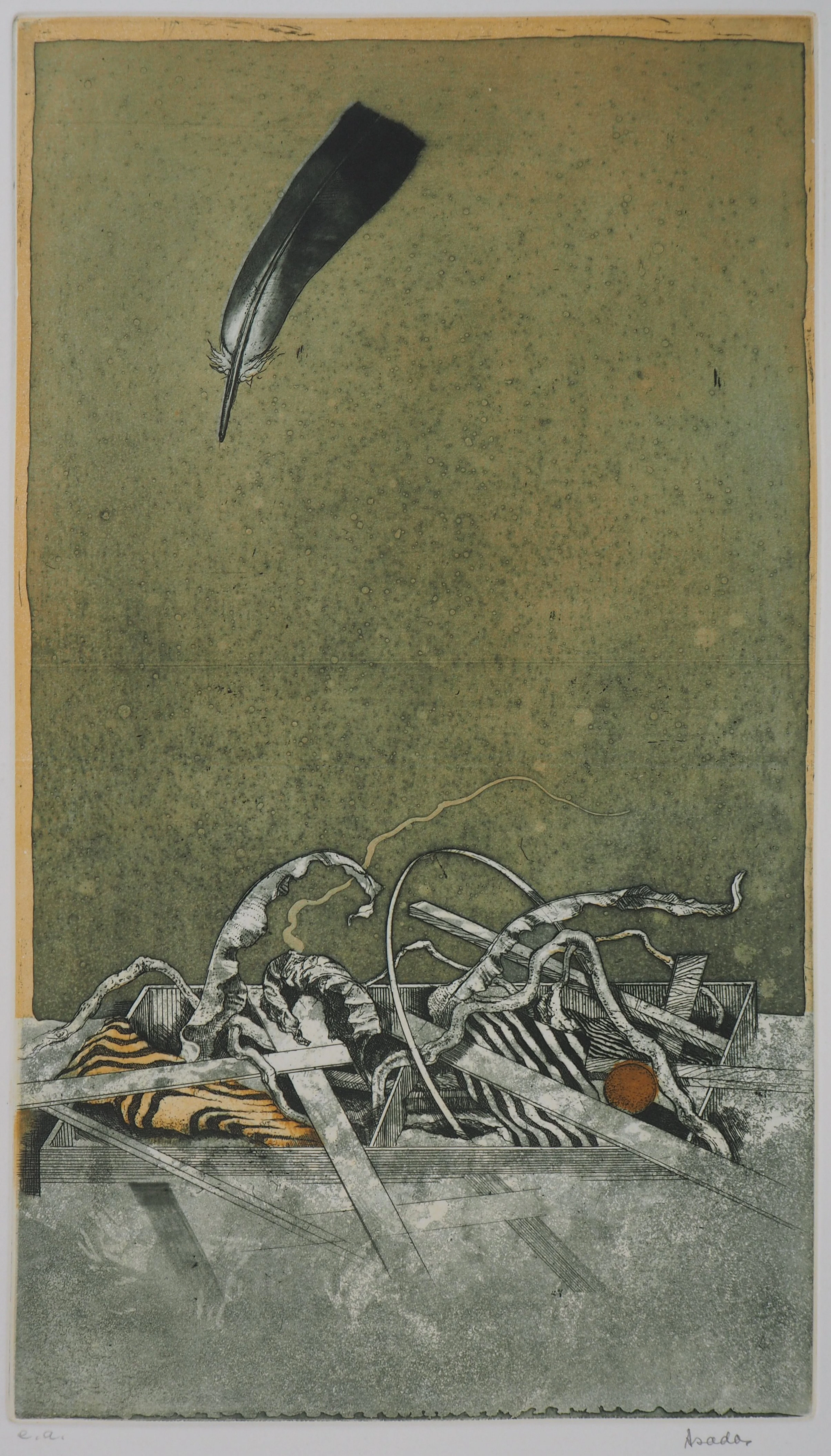 Hiroshi ASADA : Le ciel et la plume - Gravure Originale Signée