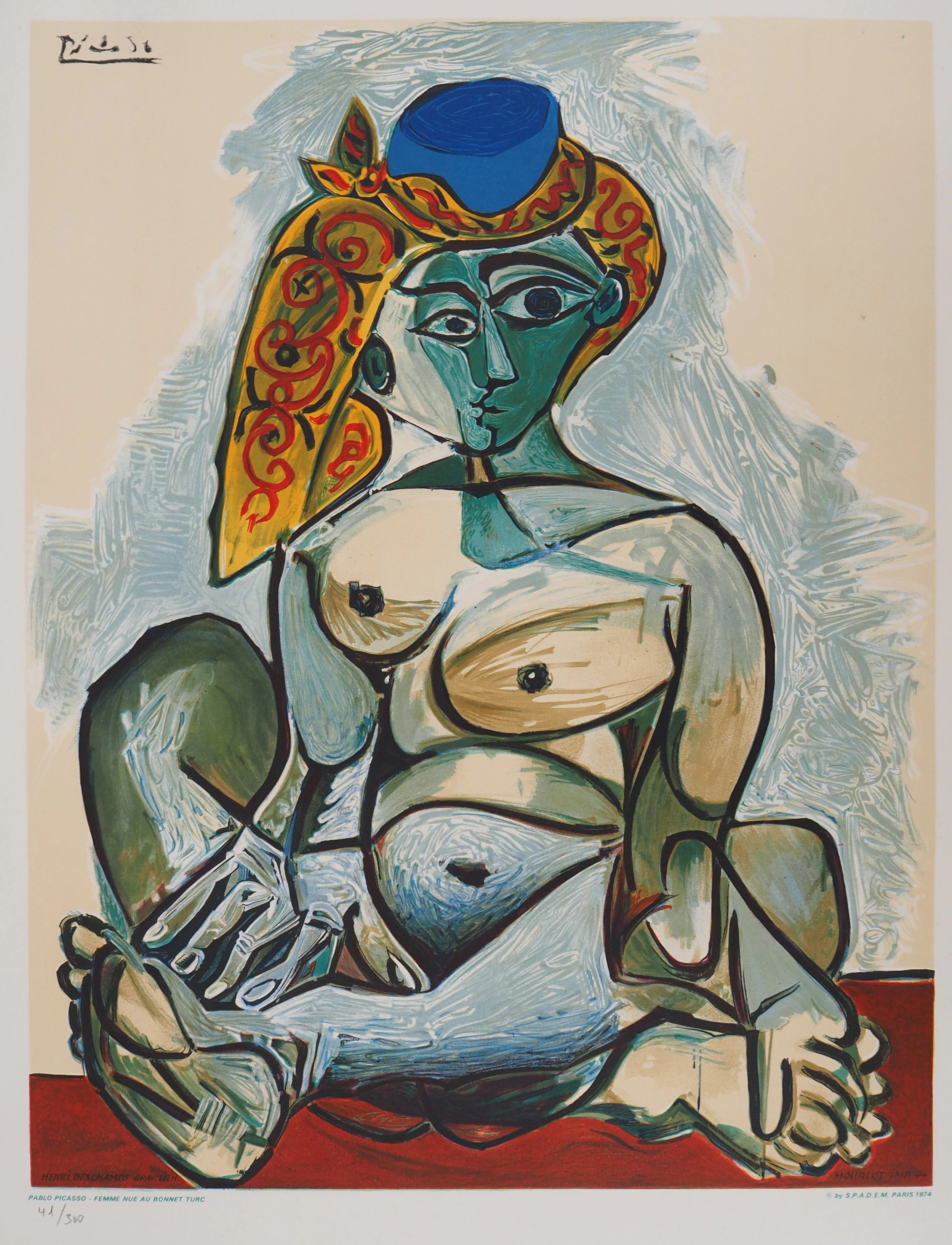 Pablo PICASSO - Femme au bonnet turc, 1974 - Lithographie signée dans