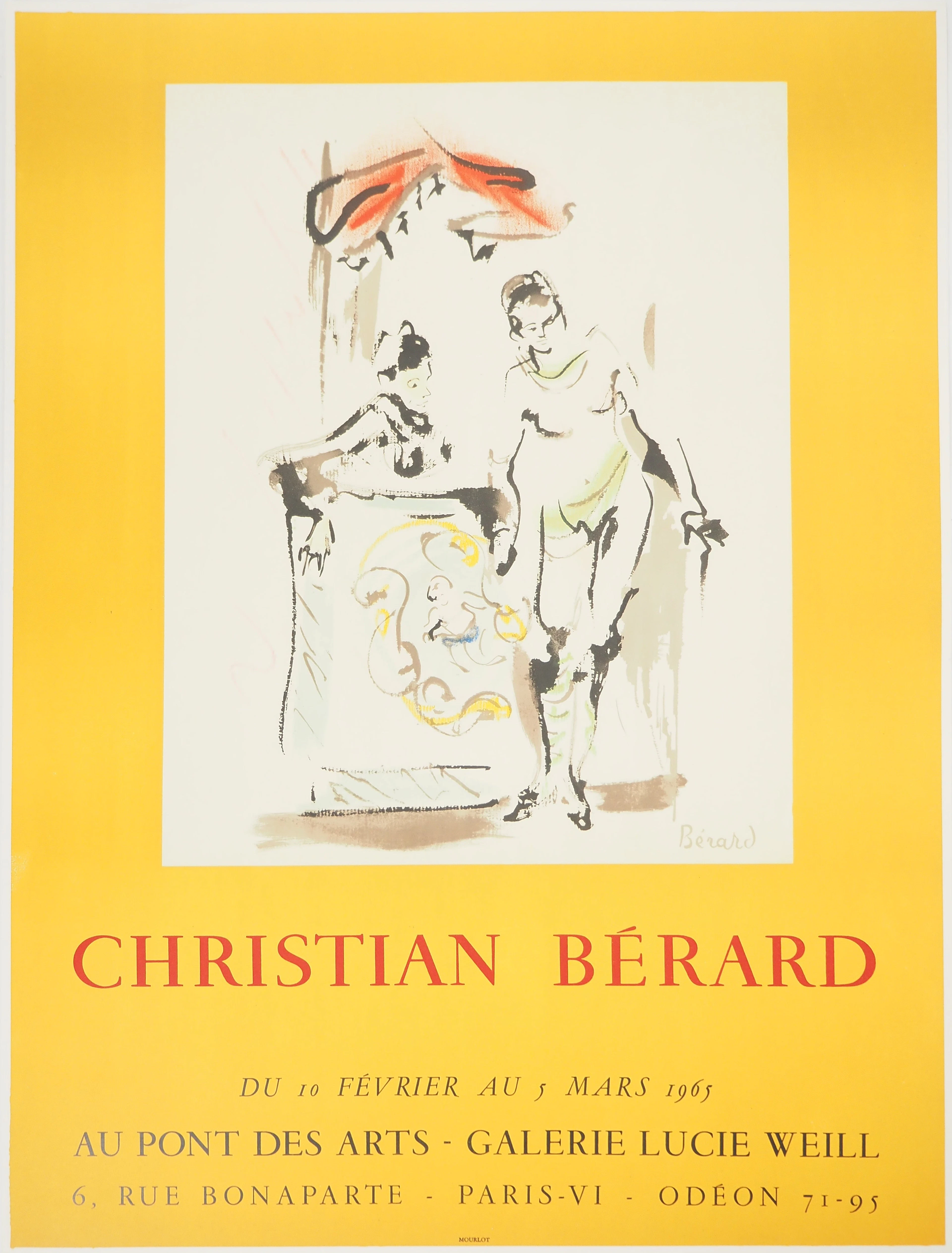Christian BERARD : Théâtre, les comédiens, Affiche en lithographie signée