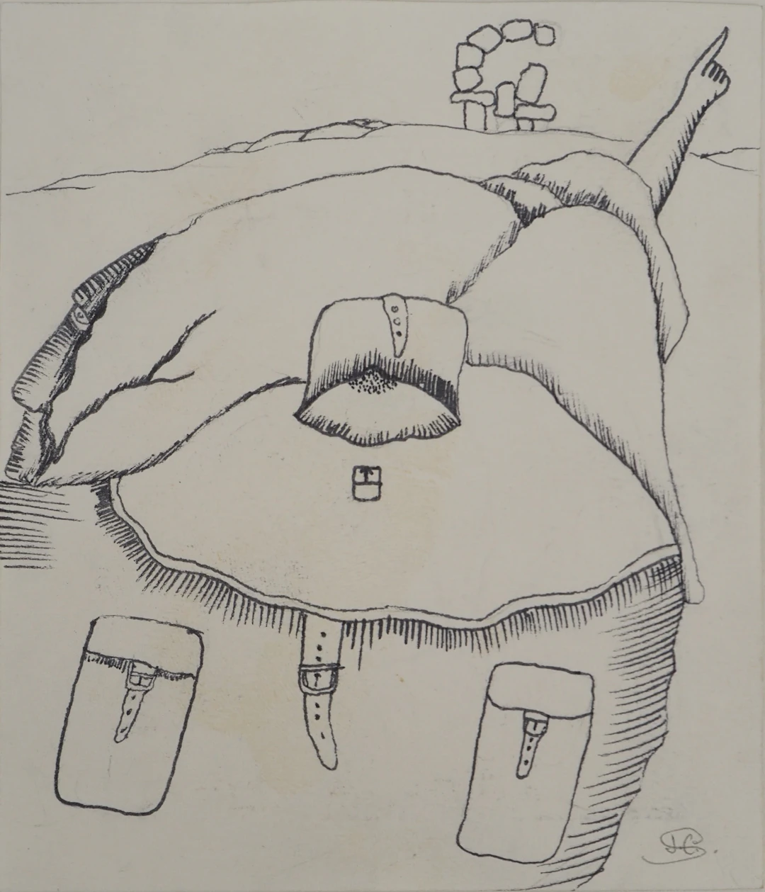 Jean-Claude SILBERMANN : Enseignes sournoises, Le voyageur, Dessin