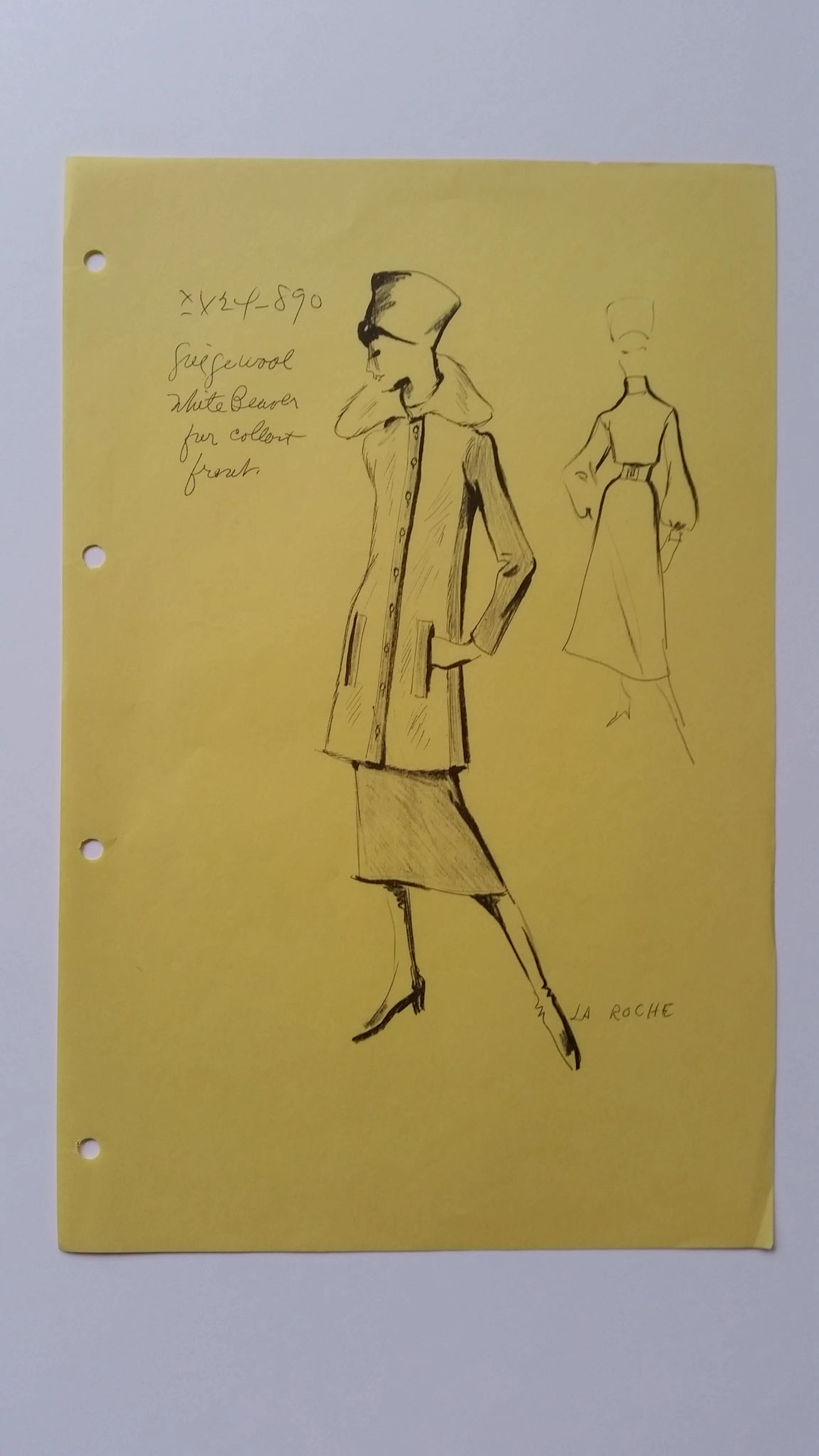 Guy Laroche - Croquis veste et robe - wool white beaver fur collar front