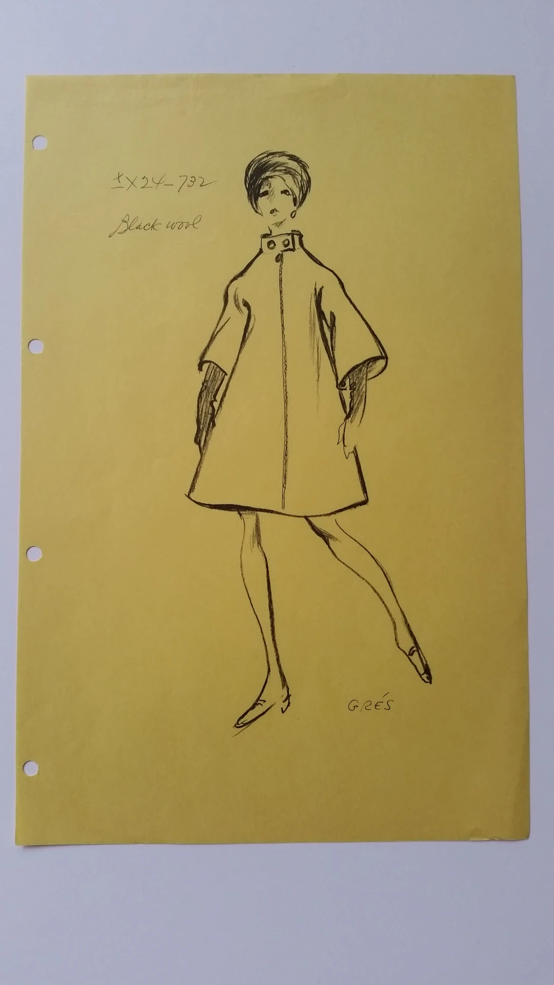 Madame Grès - Croquis manteau - Black wool