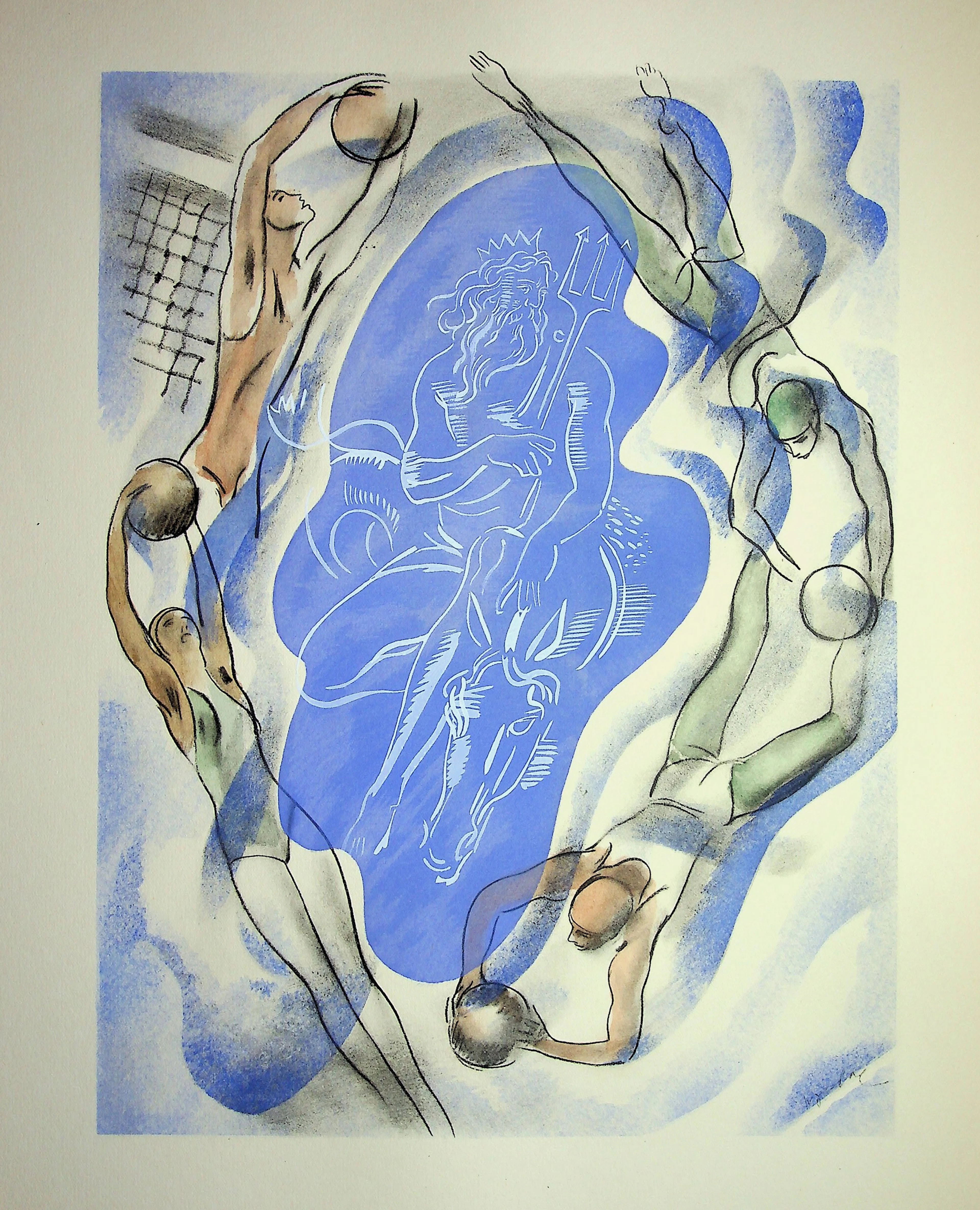 Milivoj UZELAC - Le Water-Polo - Lithographie originale signée