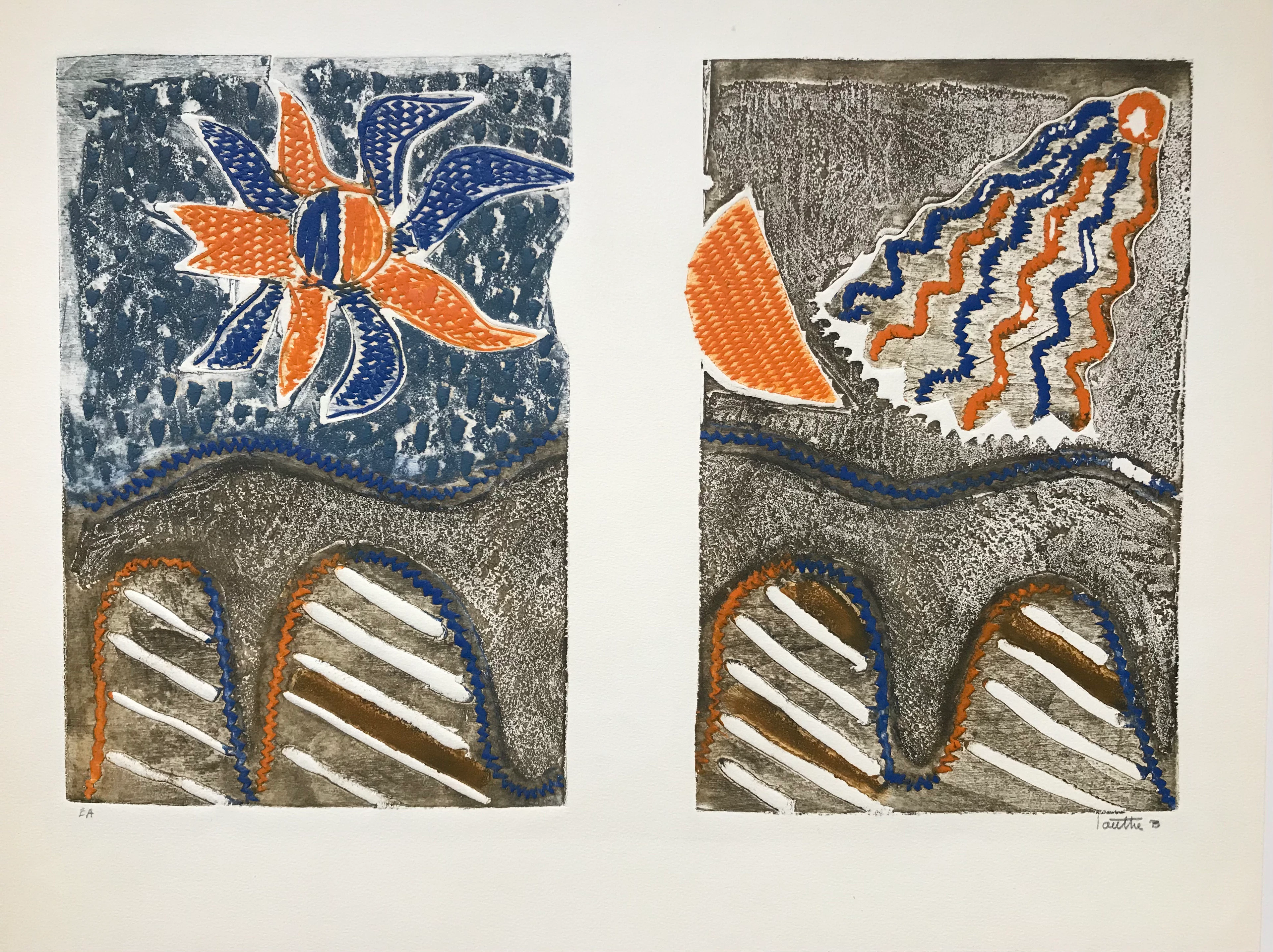 Loutre B - Le pont , circa 1990 - Gravure au carborundum signée au crayon