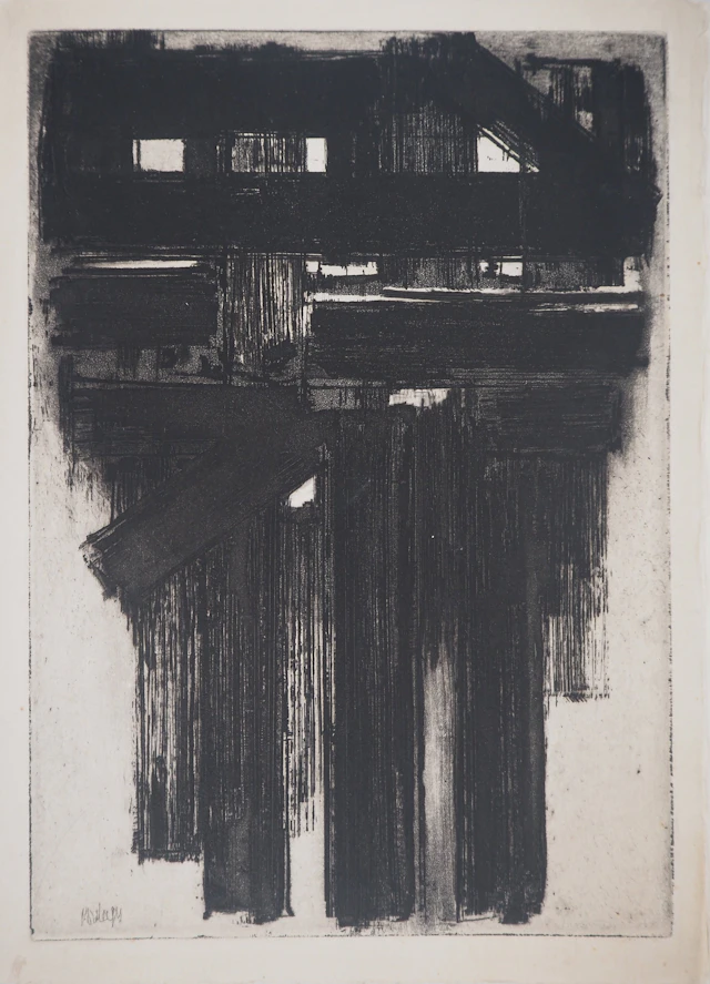 Pierre Soulages : Eau-forte III, Eau-forte originale, signée - 1956