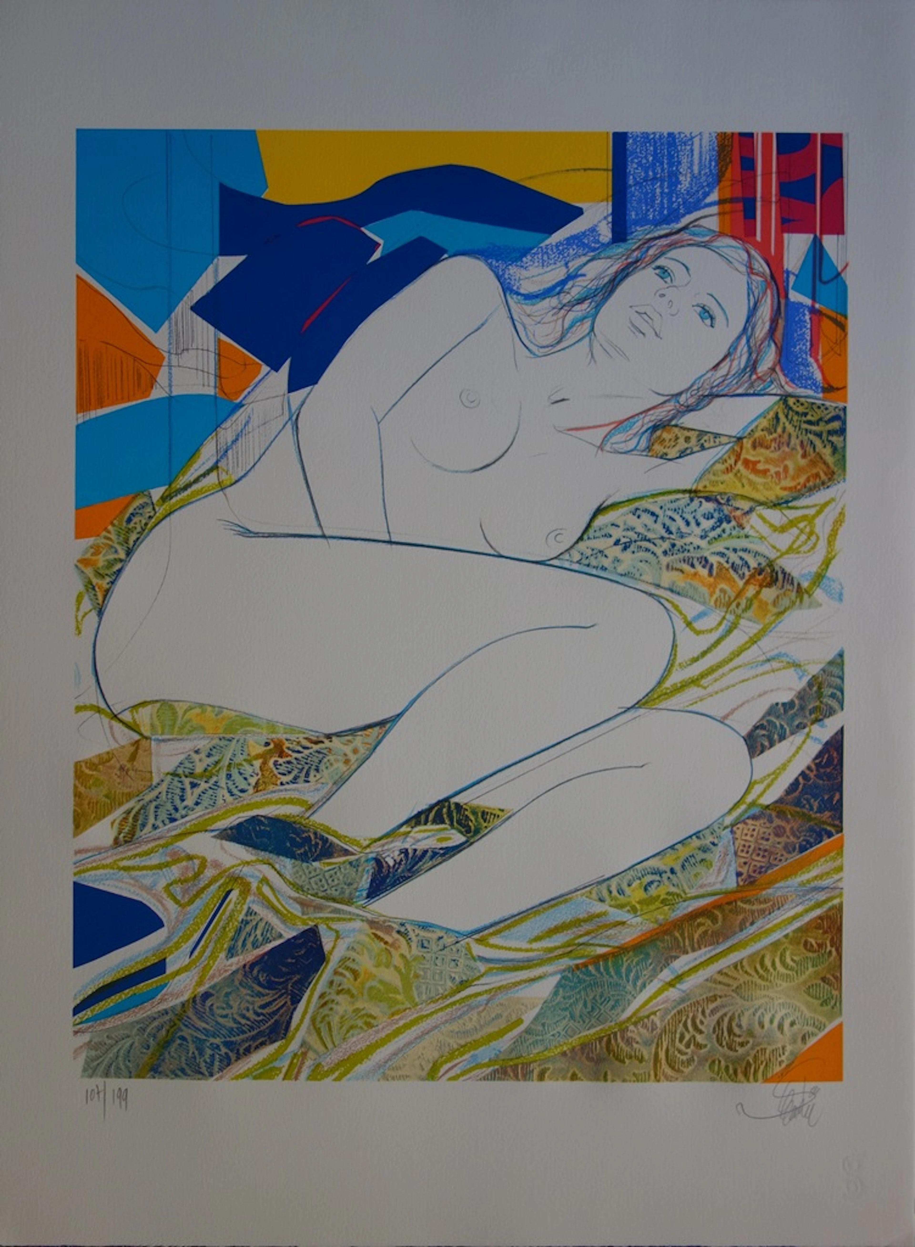 Jean-Baptiste VALADIE : Les yeux bleus - Lithographie originale signée