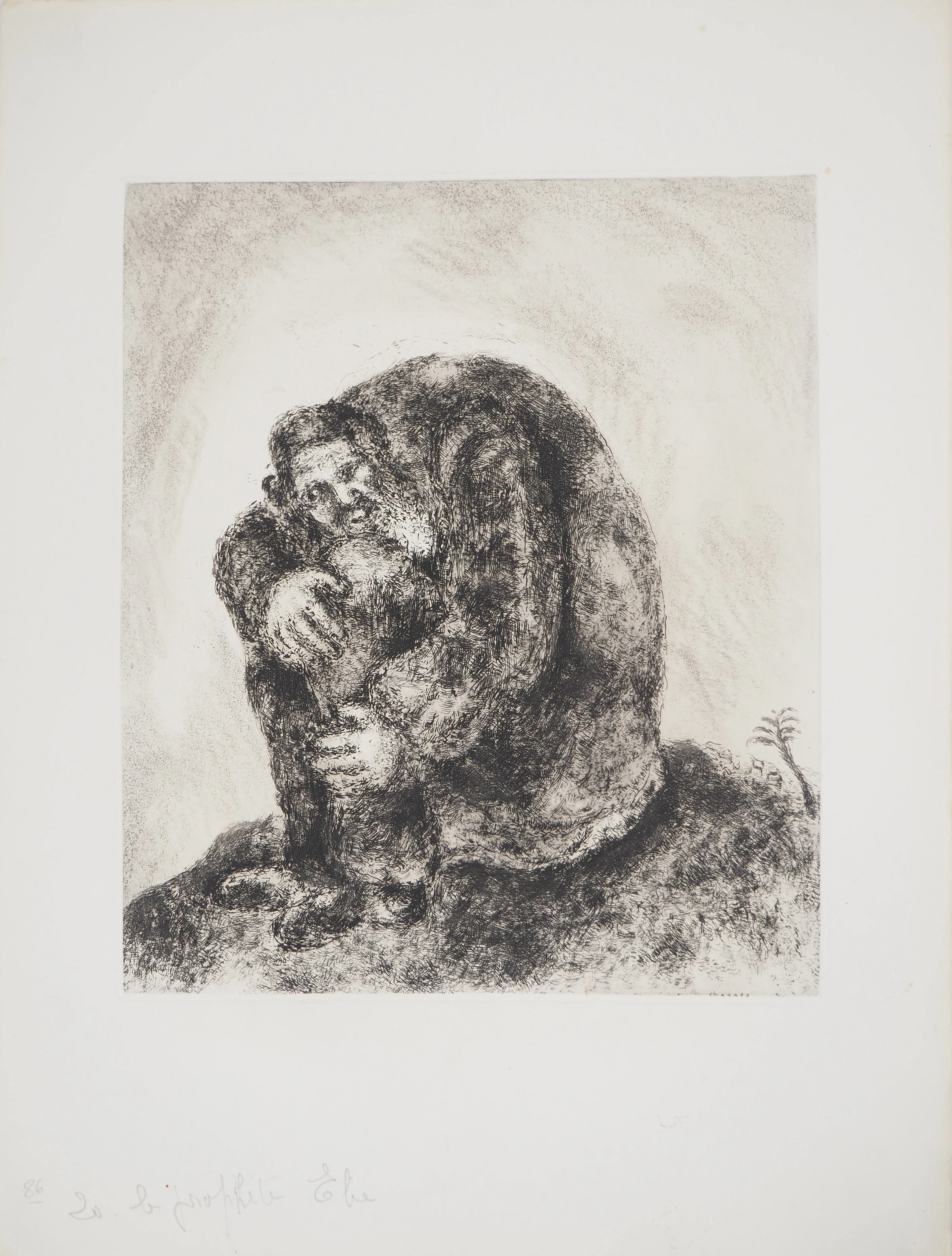 Marc CHAGALL : Elie sur le mont Carmel, Gravure originale signée