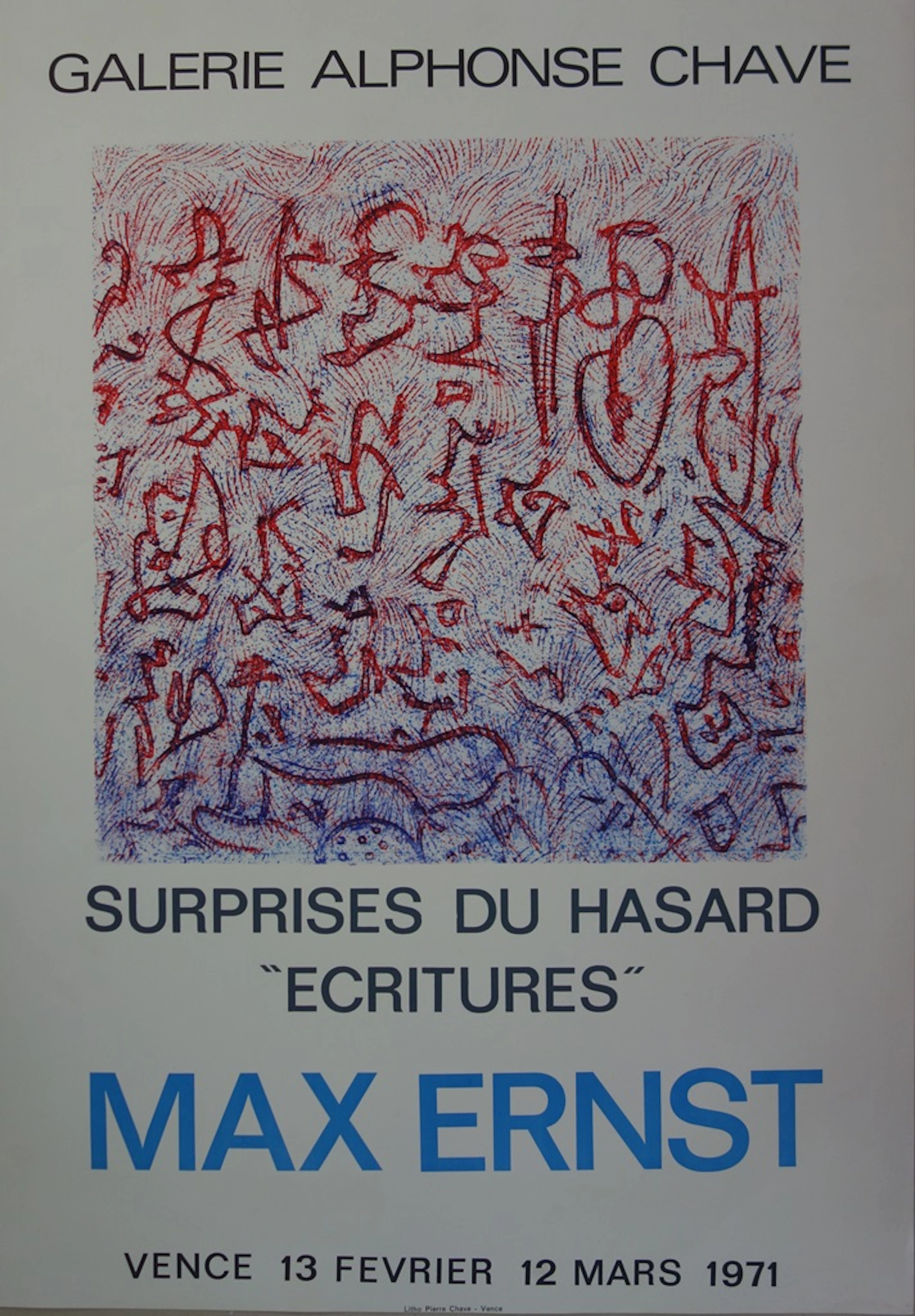 Max ERNST : Surprises du Hasard, Ecritures - Lithographie originale 1971
