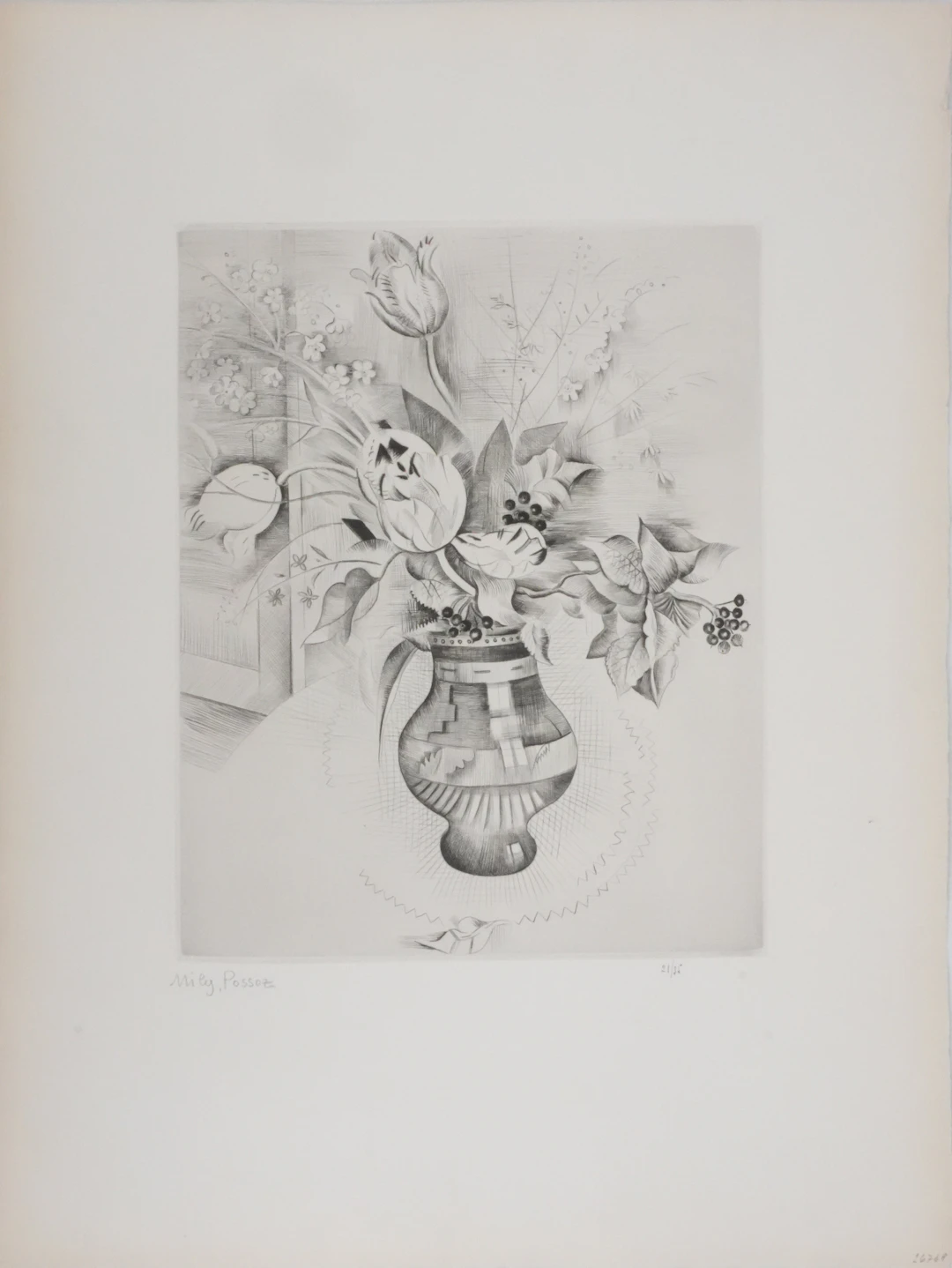 Mily POSSOZ : Le bouquet - Gravure originale signée
