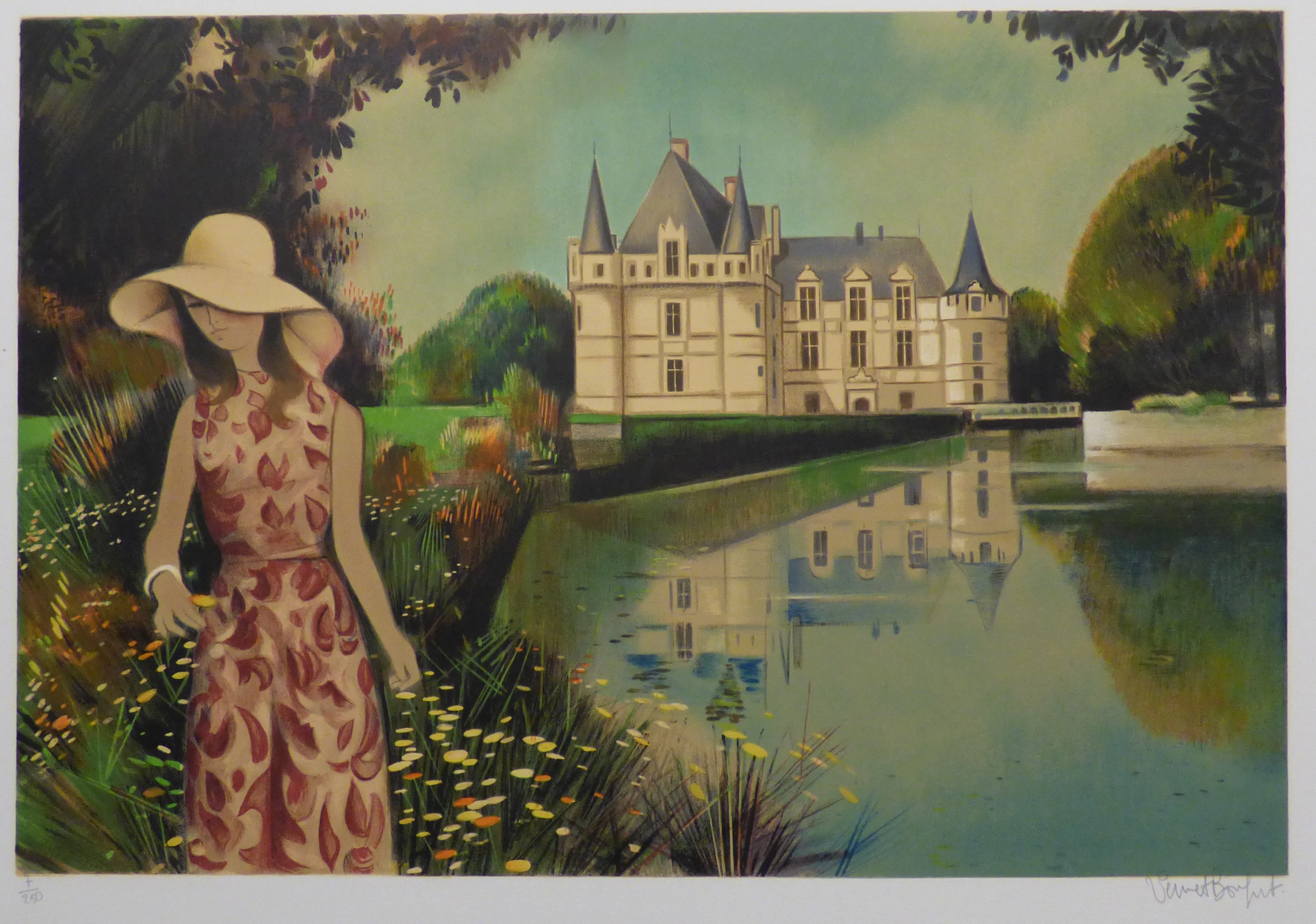 Robert VERNET-BONFORT - Château d’Azay Le Rideau, c. 1980 - Lithographie