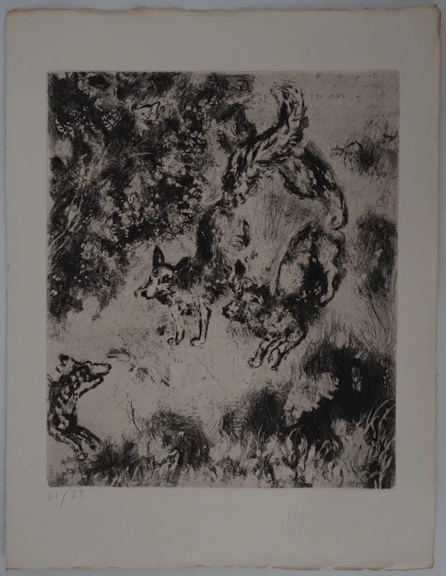 Marc CHAGALL : Les renards, Gravure originale signée