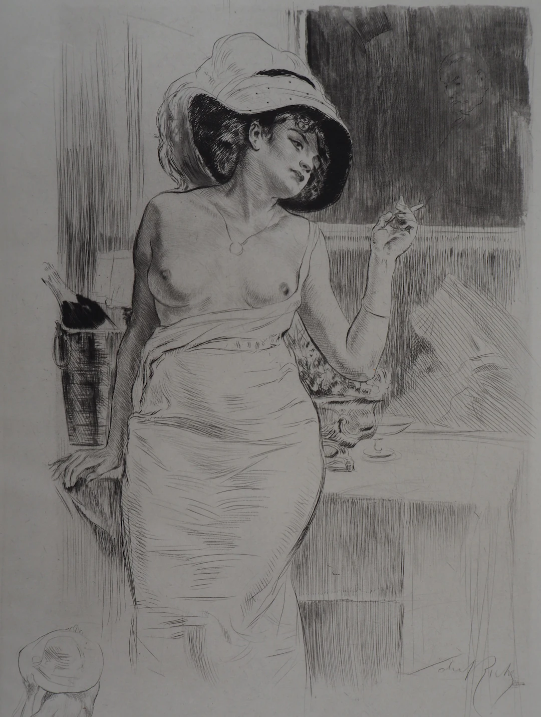 Alméry LOBEL-RICHE - Femme à la fenêtre - Gravure Originale Signée