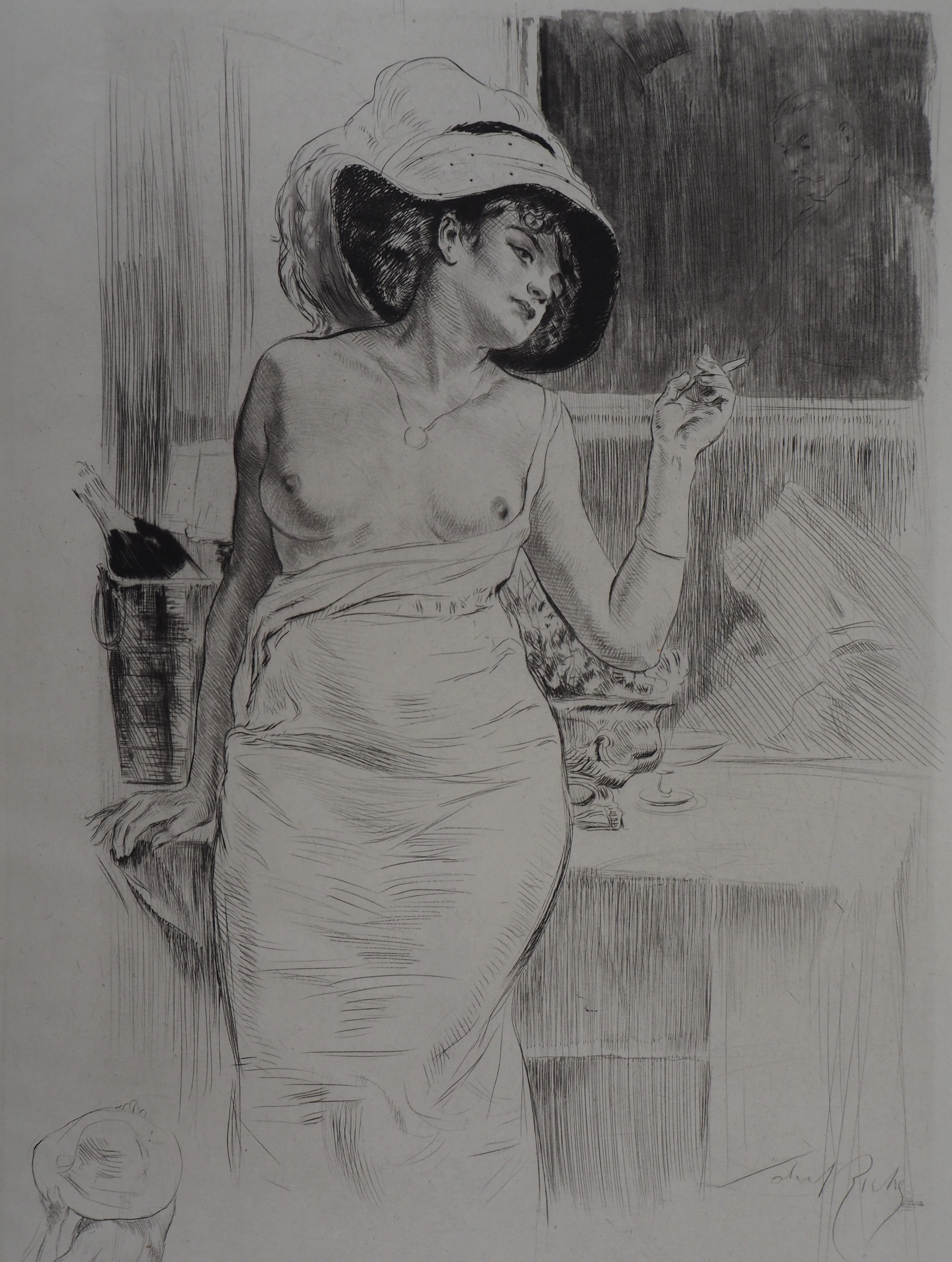 Alméry LOBEL-RICHE - Femme à la fenêtre - Gravure Originale Signée