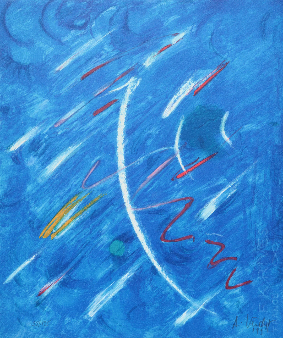 André VERDET : La pluie, Lithographie originale signée