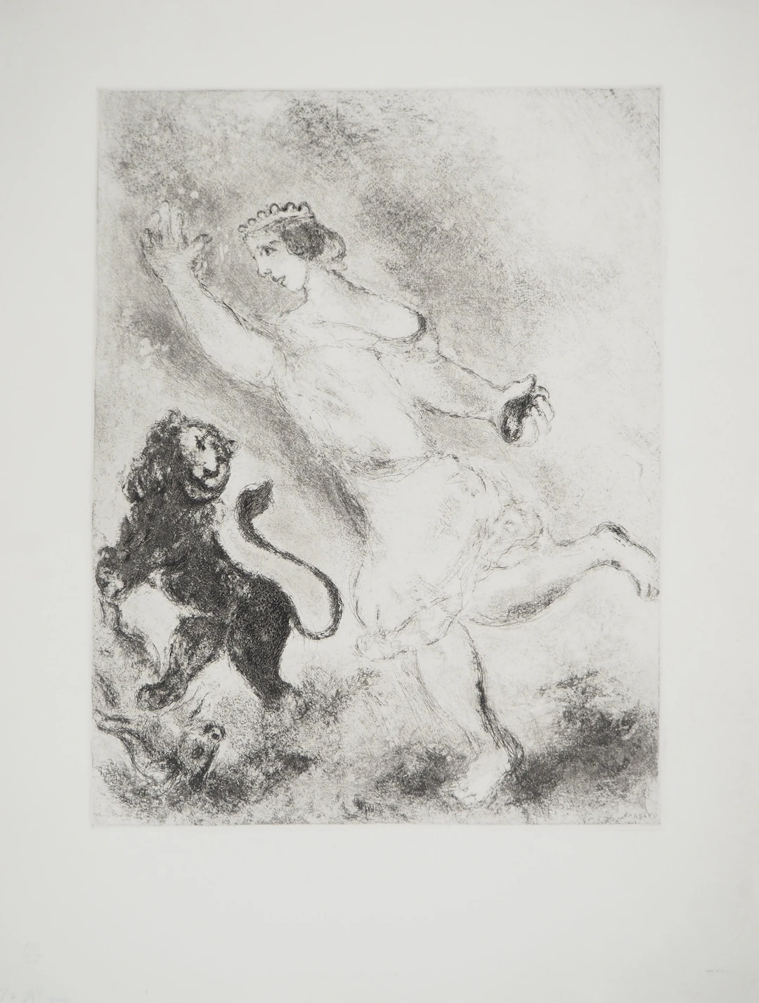 Marc CHAGALL : David et le lion, Gravure originale signée