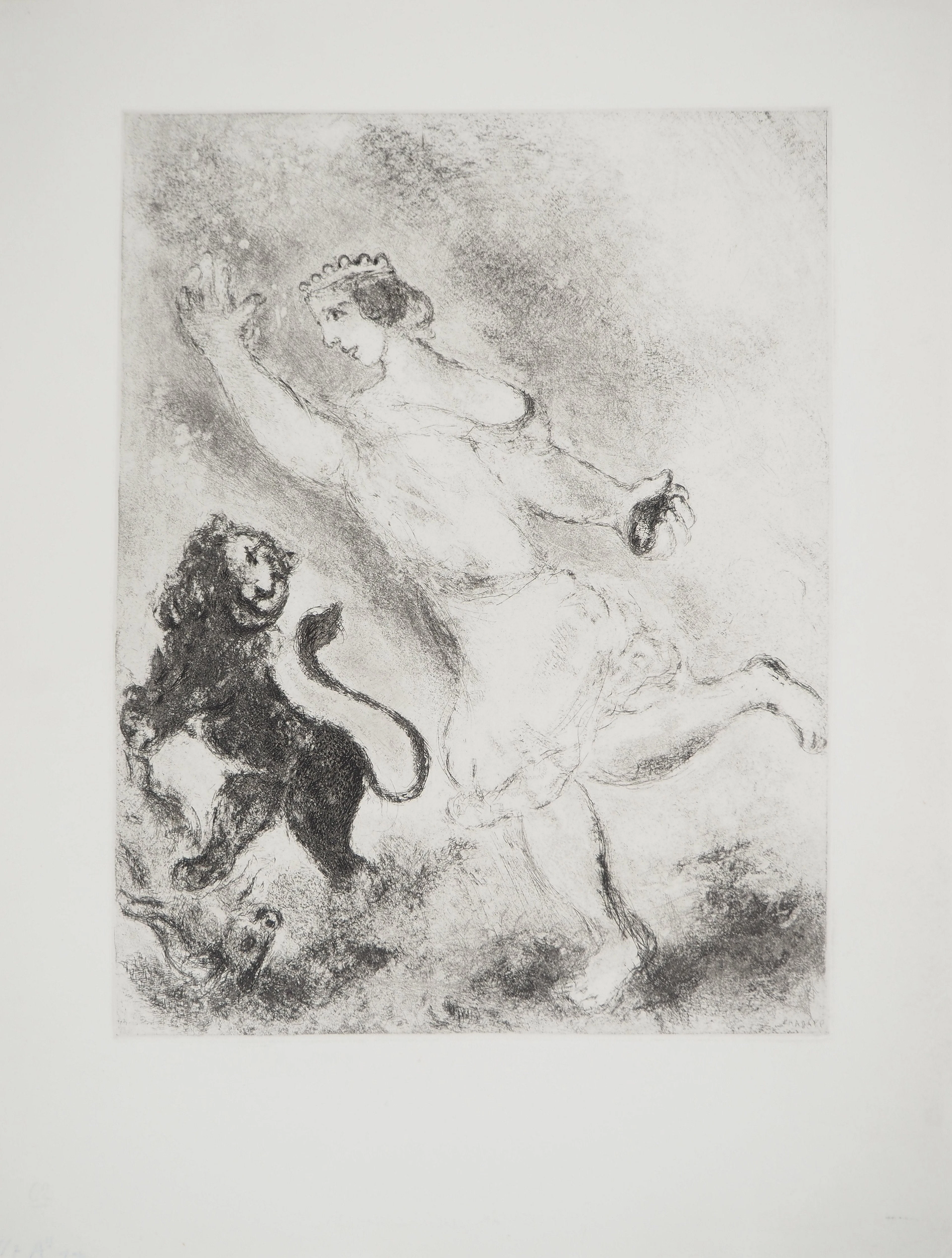 Marc CHAGALL : David et le lion, Gravure originale signée