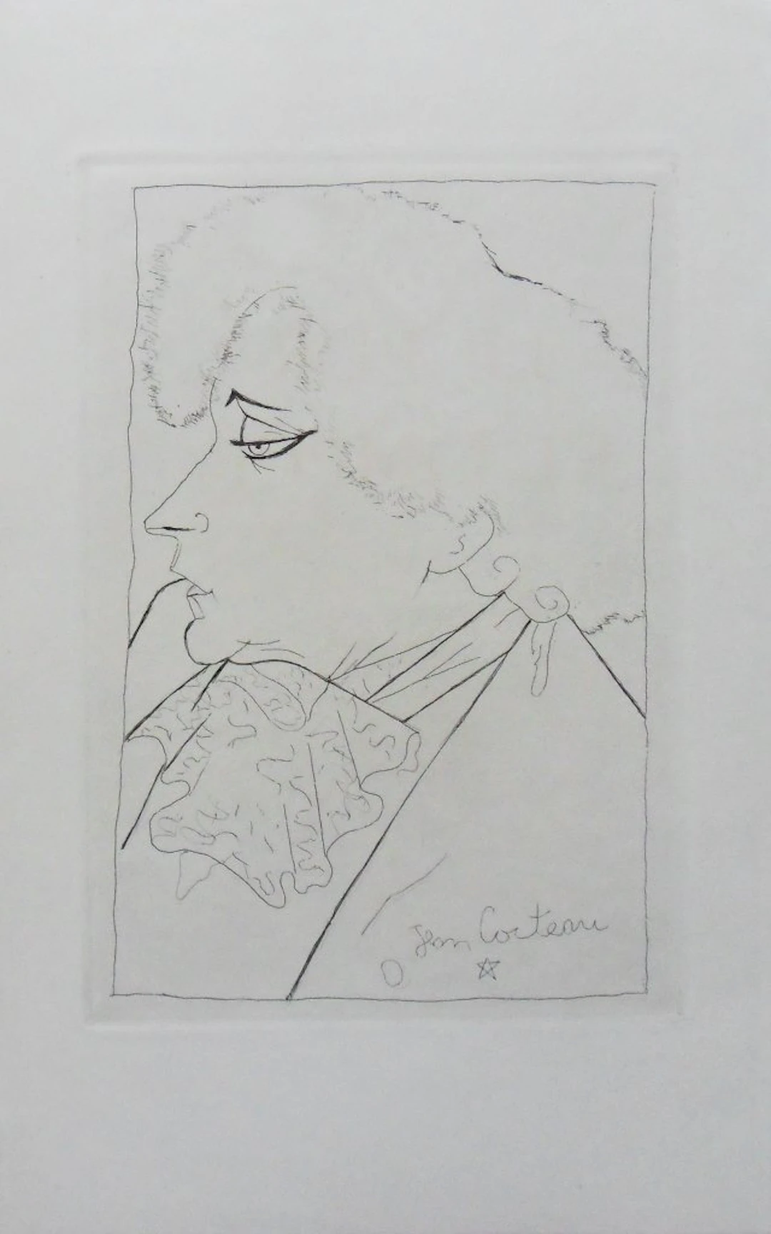Jean COCTEAU : Portrait de Colette - Gravure signée