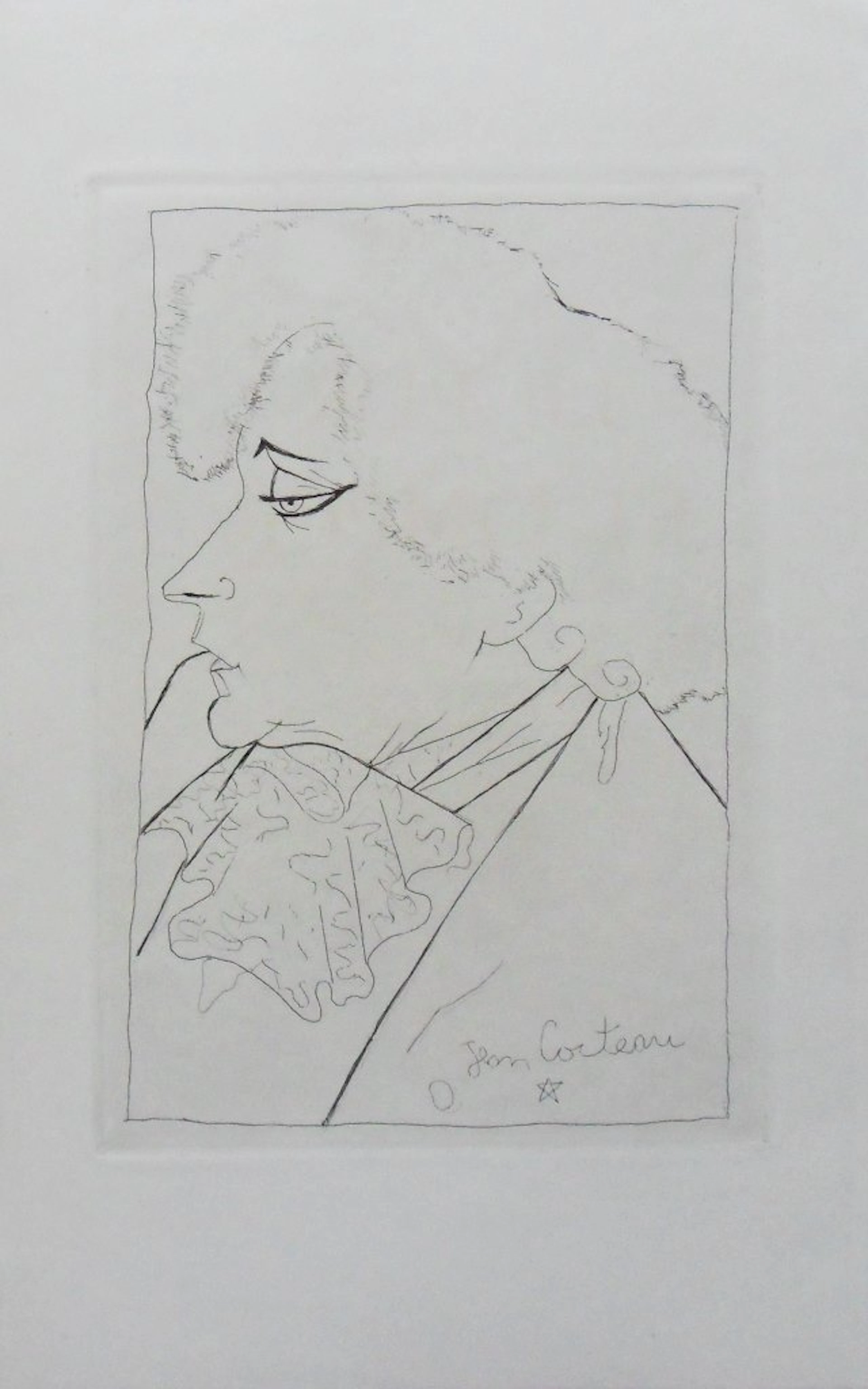 Jean COCTEAU : Portrait de Colette - Gravure signée