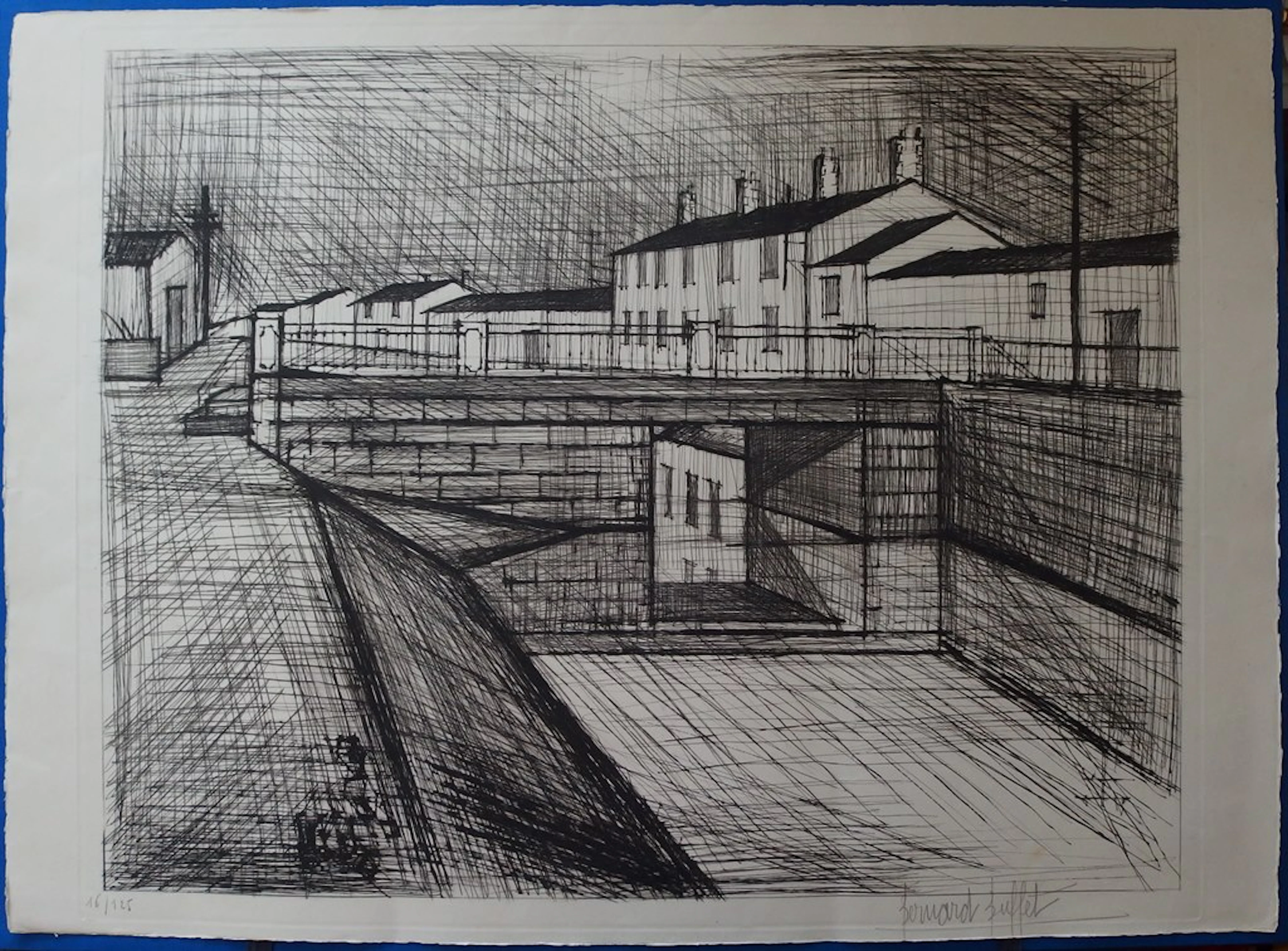 Bernard Buffet : Le canal, 1955 - Gravure originale signée