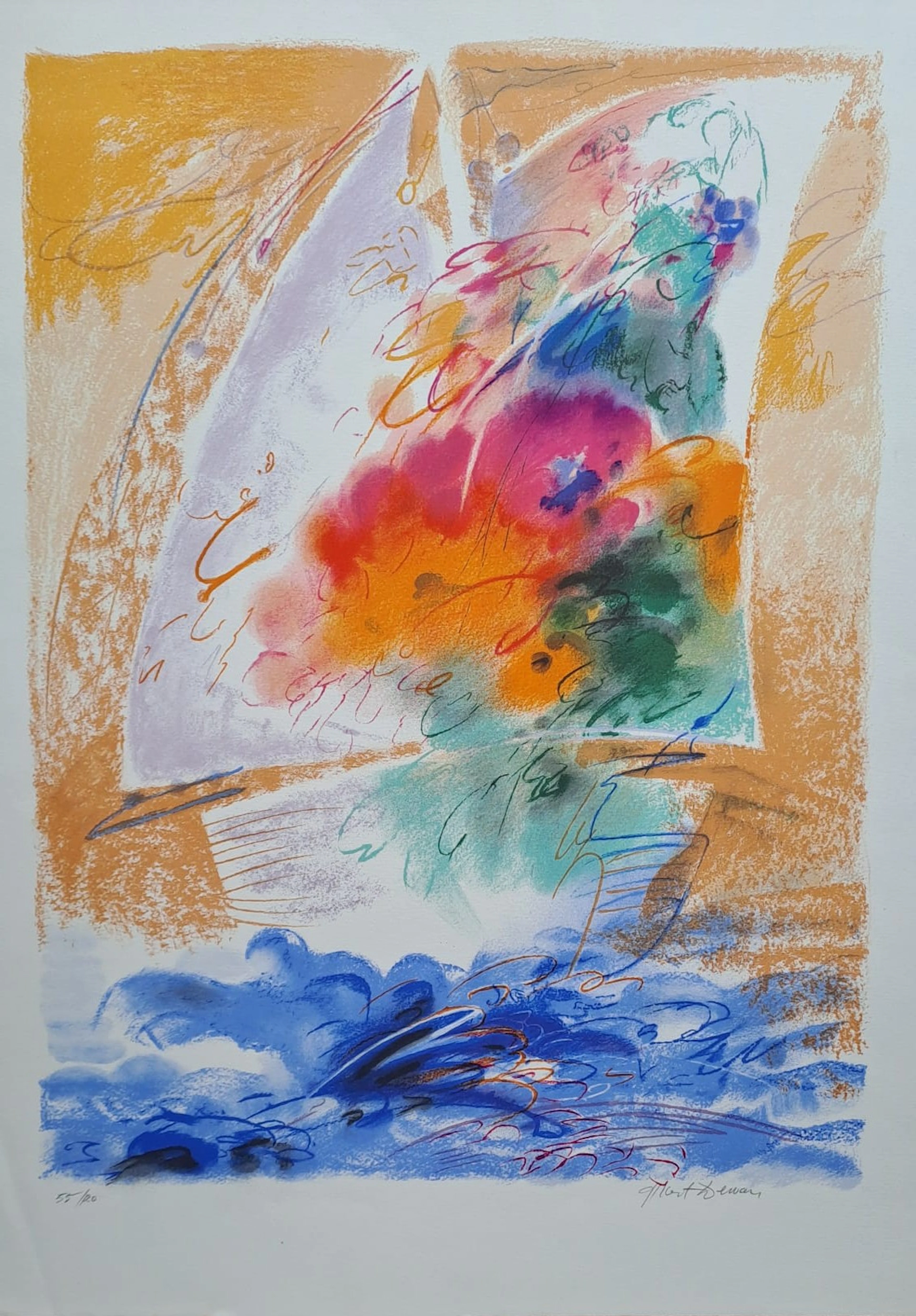 Albert Deman - Bâteau à voile - Lithographie originale, signée et numérotée