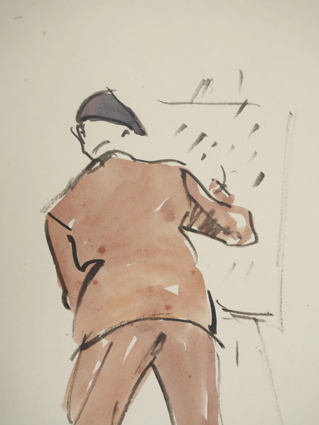 Claude BILS : L’homme au costume brun, Dessin original