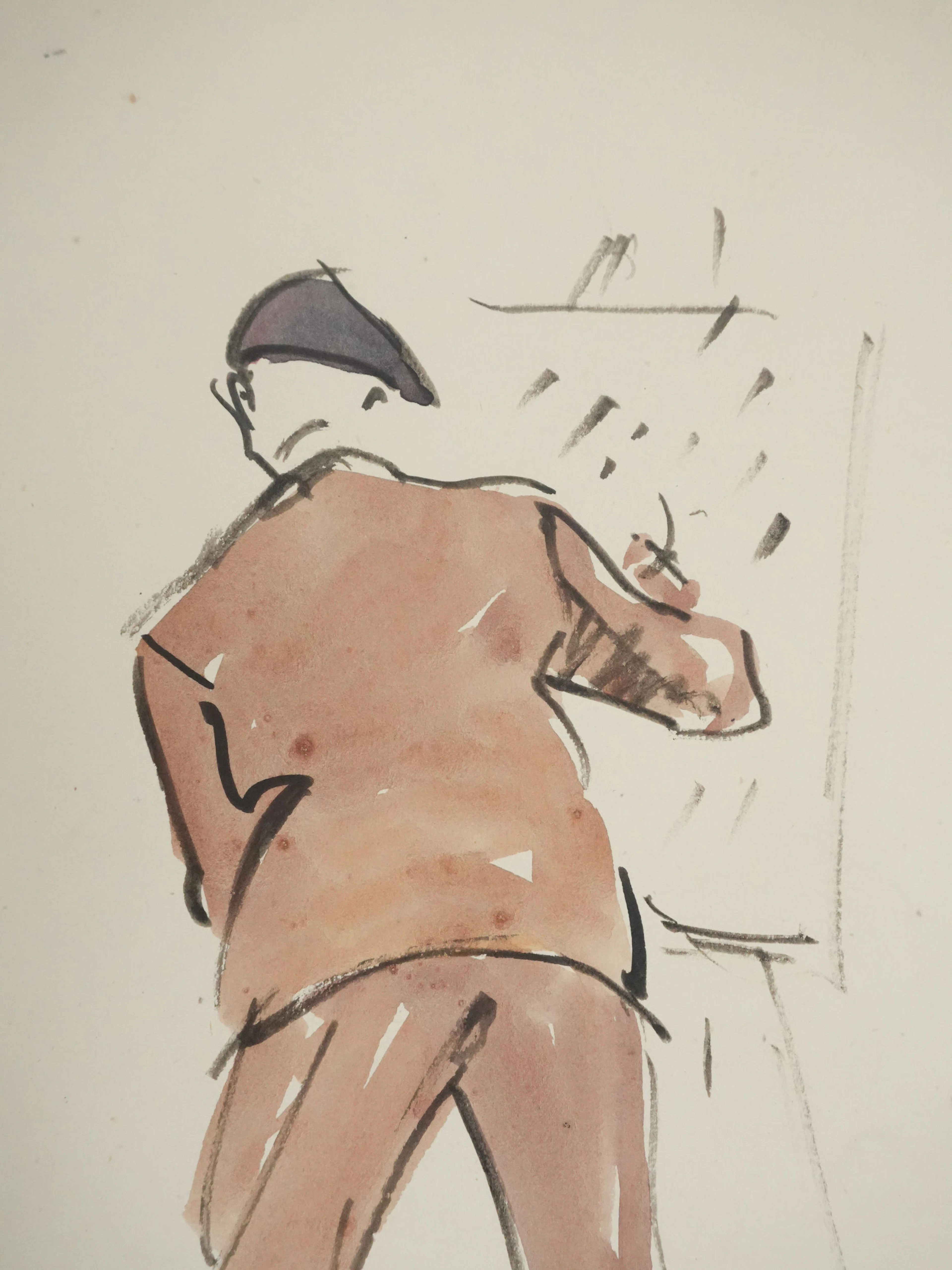 Claude BILS : L’homme au costume brun, Dessin original